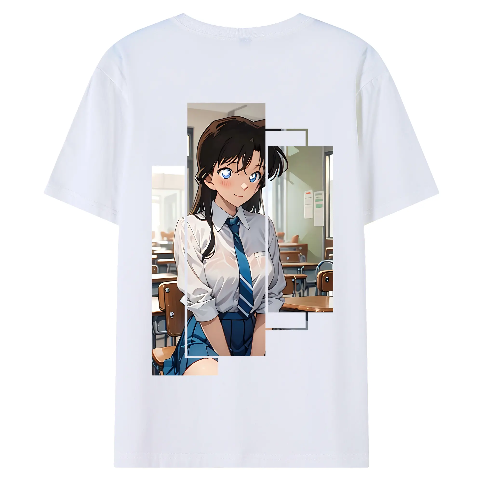 名探偵コナン グッズ 毛利 蘭 - 綿100％ 半袖Tシャツ ・ バックプリント ・ 快適 通気性 ・ 日常使い 散歩 スポーツ用