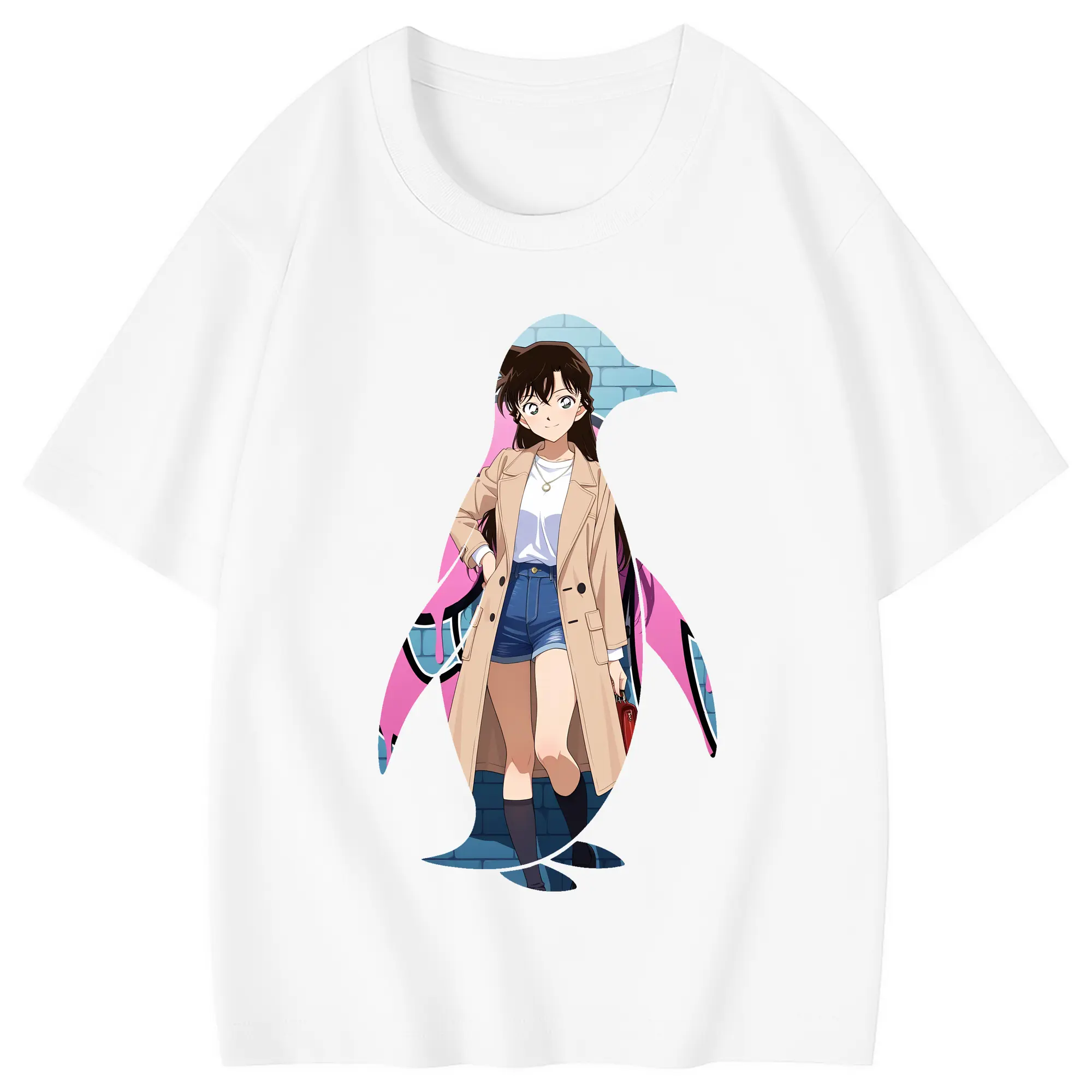 名探偵コナン グッズ 毛利 蘭 - 綿100％ キッズTシャツ ・ フロントプリント ・ 快適 通気性 ・ スポーツ カジュアル 散歩用