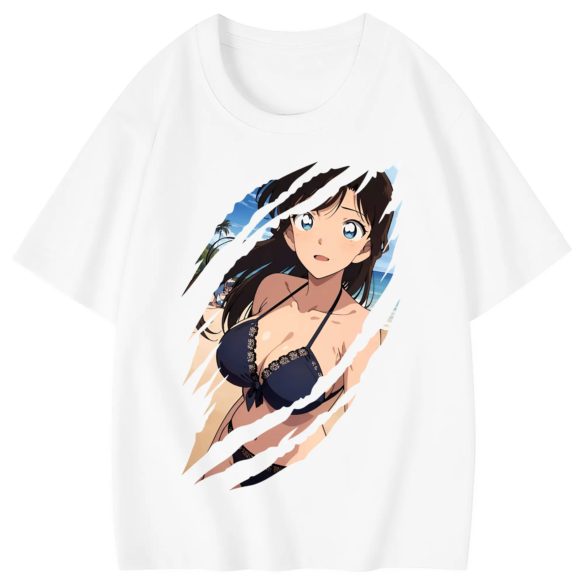 名探偵コナン グッズ 毛利 蘭 - 綿100％ キッズTシャツ ・ フロントプリント ・ 快適 通気性 ・ スポーツ カジュアル 散歩用