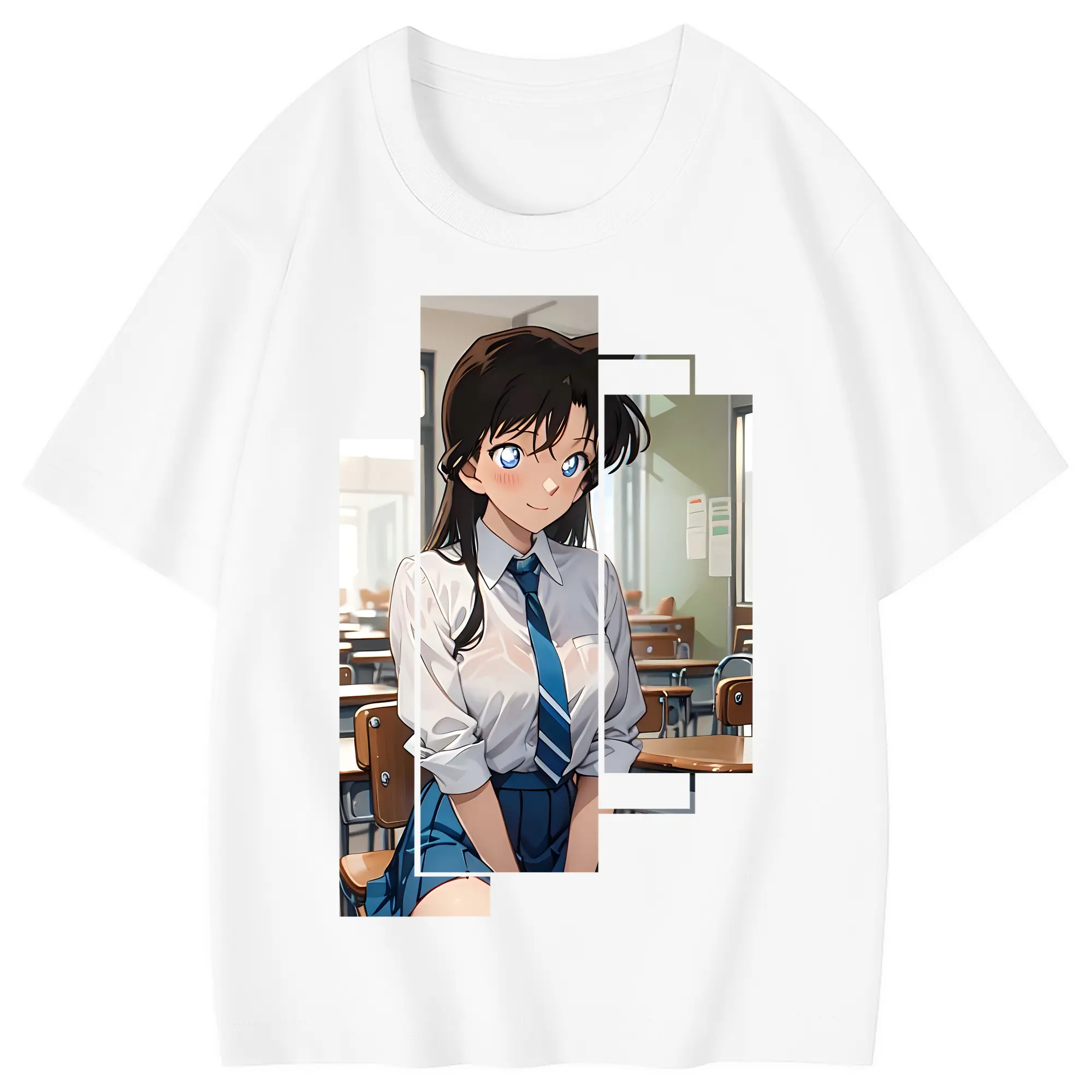 名探偵コナン グッズ 毛利 蘭 - 綿100％ キッズTシャツ ・ フロントプリント ・ 快適 通気性 ・ スポーツ カジュアル 散歩用