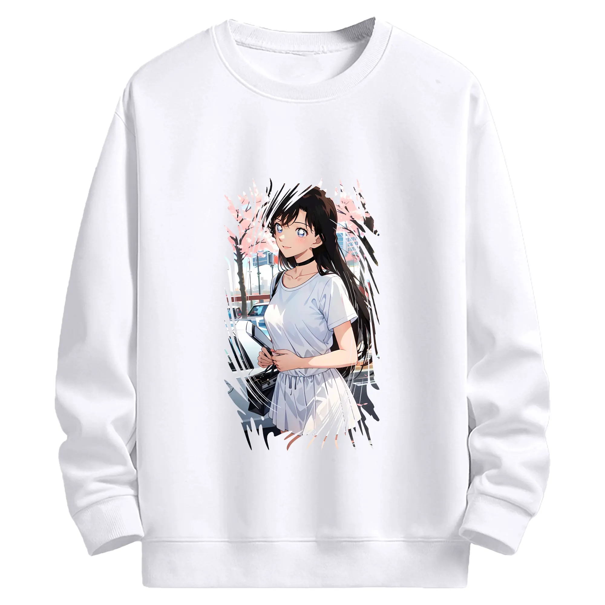 名探偵コナン グッズ 毛利 蘭 - 高品質 クルーネック スウェット ・ コットン59％ ポリエステル41％ ・ ユニセックス 長袖 トレーナー ・ カジュアル デイリー スポーツ 散歩用