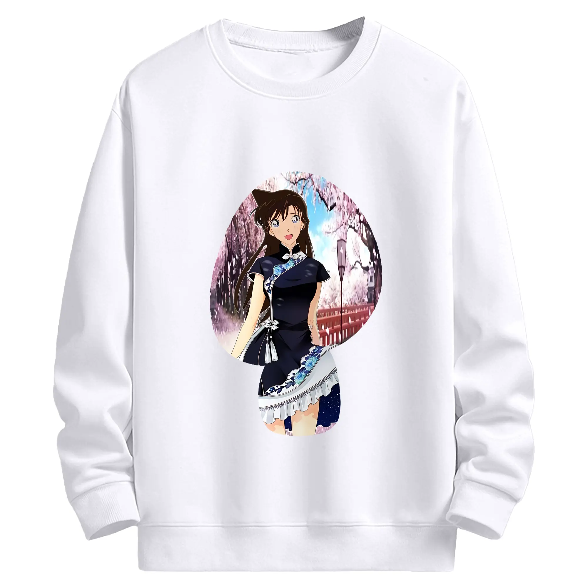 名探偵コナン グッズ 毛利 蘭 - 高品質 クルーネック スウェット ・ コットン59％ ポリエステル41％ ・ ユニセックス 長袖 トレーナー ・ カジュアル デイリー スポーツ 散歩用