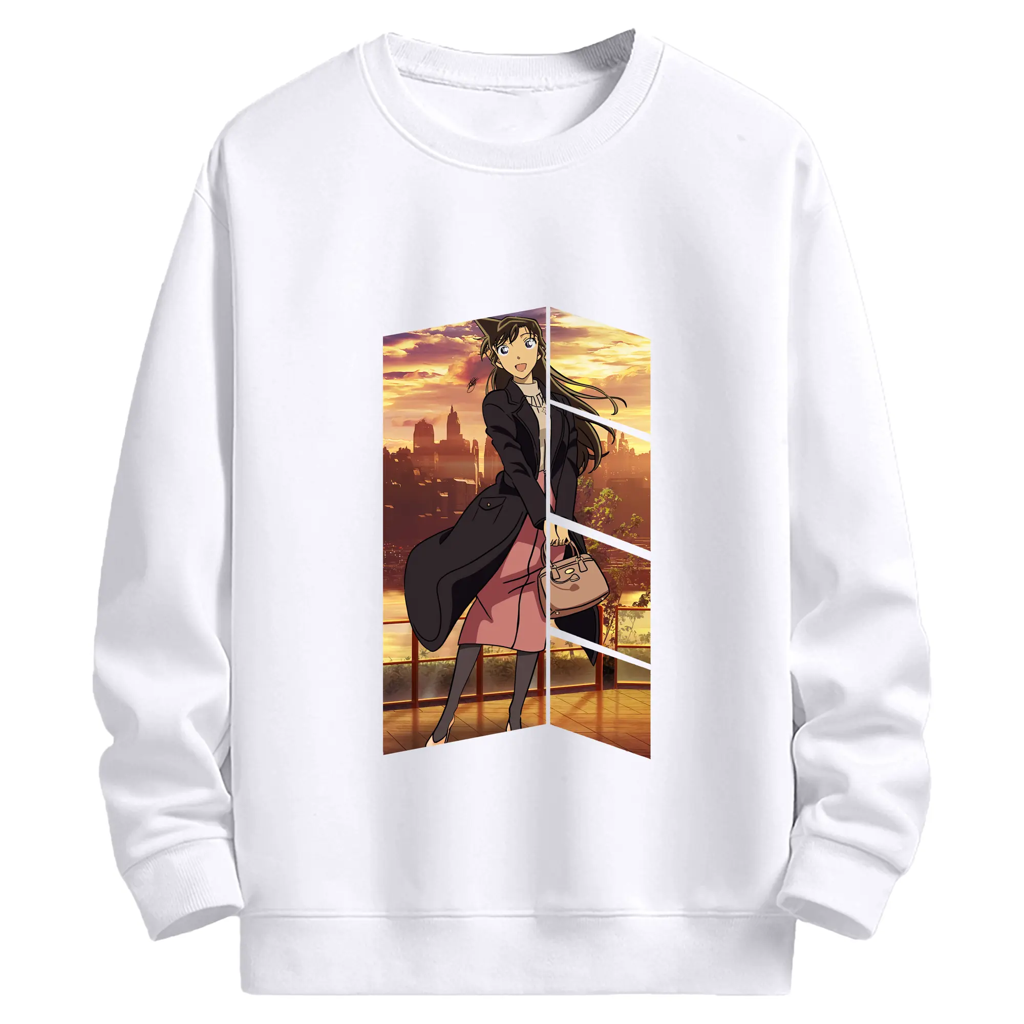 名探偵コナン グッズ 毛利 蘭 - 高品質 クルーネック スウェット ・ コットン59％ ポリエステル41％ ・ ユニセックス 長袖 トレーナー ・ カジュアル デイリー スポーツ 散歩用