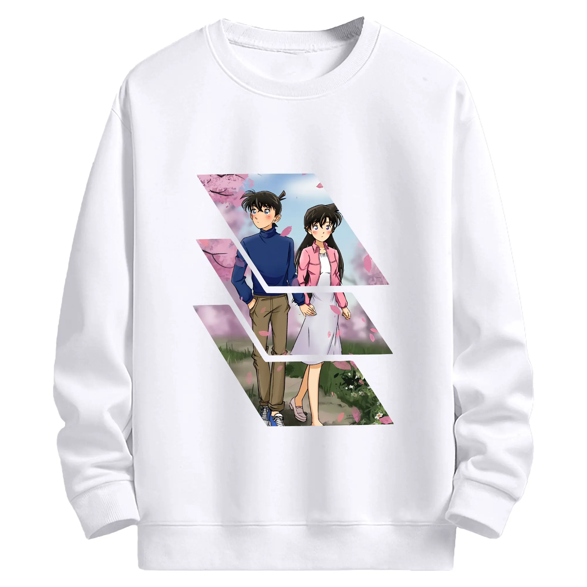 名探偵コナン グッズ 毛利 蘭 - 高品質 クルーネック スウェット ・ コットン59％ ポリエステル41％ ・ ユニセックス 長袖 トレーナー ・ カジュアル デイリー スポーツ 散歩用