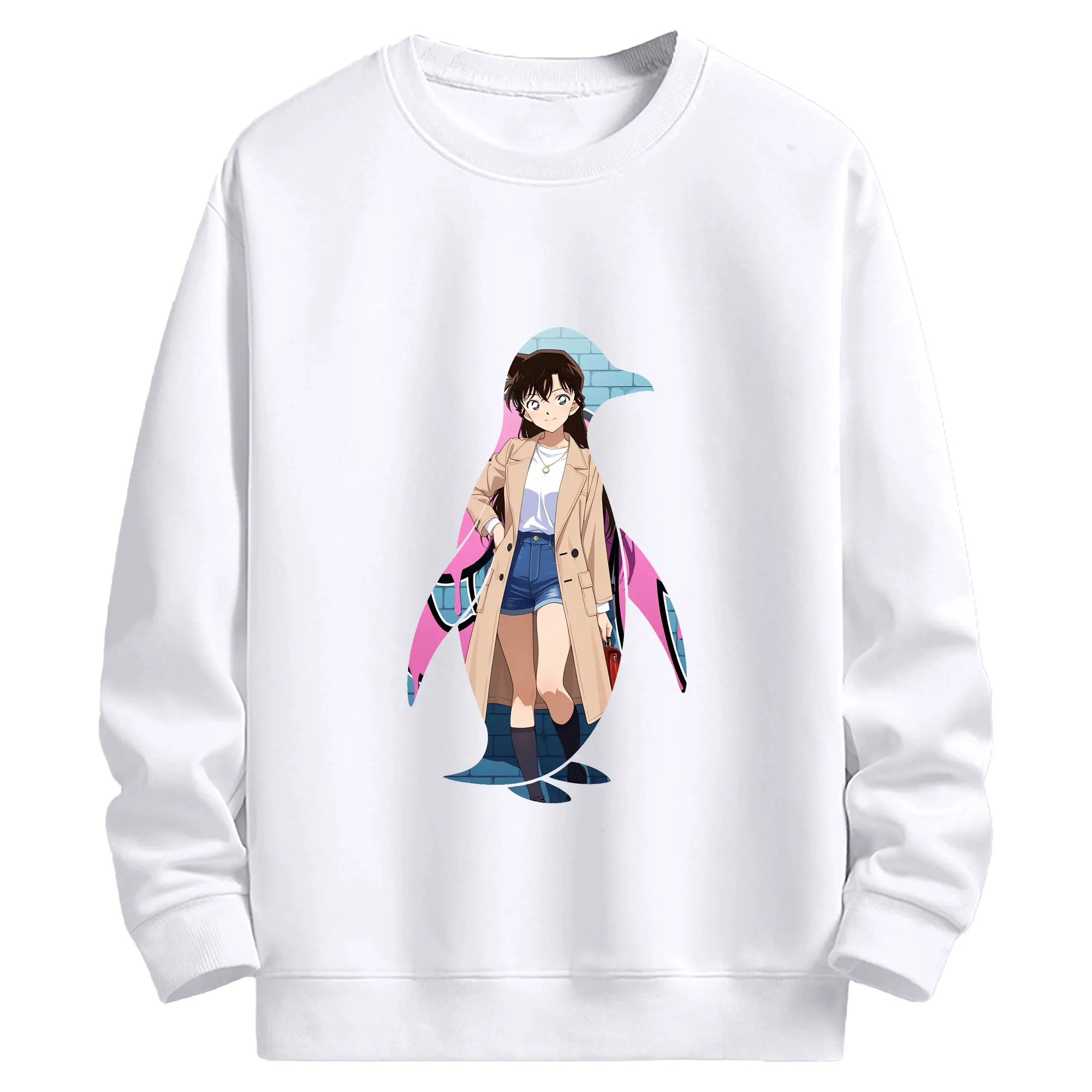 名探偵コナン グッズ 毛利 蘭 - 高品質 クルーネック スウェット ・ コットン59％ ポリエステル41％ ・ ユニセックス 長袖 トレーナー ・ カジュアル デイリー スポーツ 散歩用