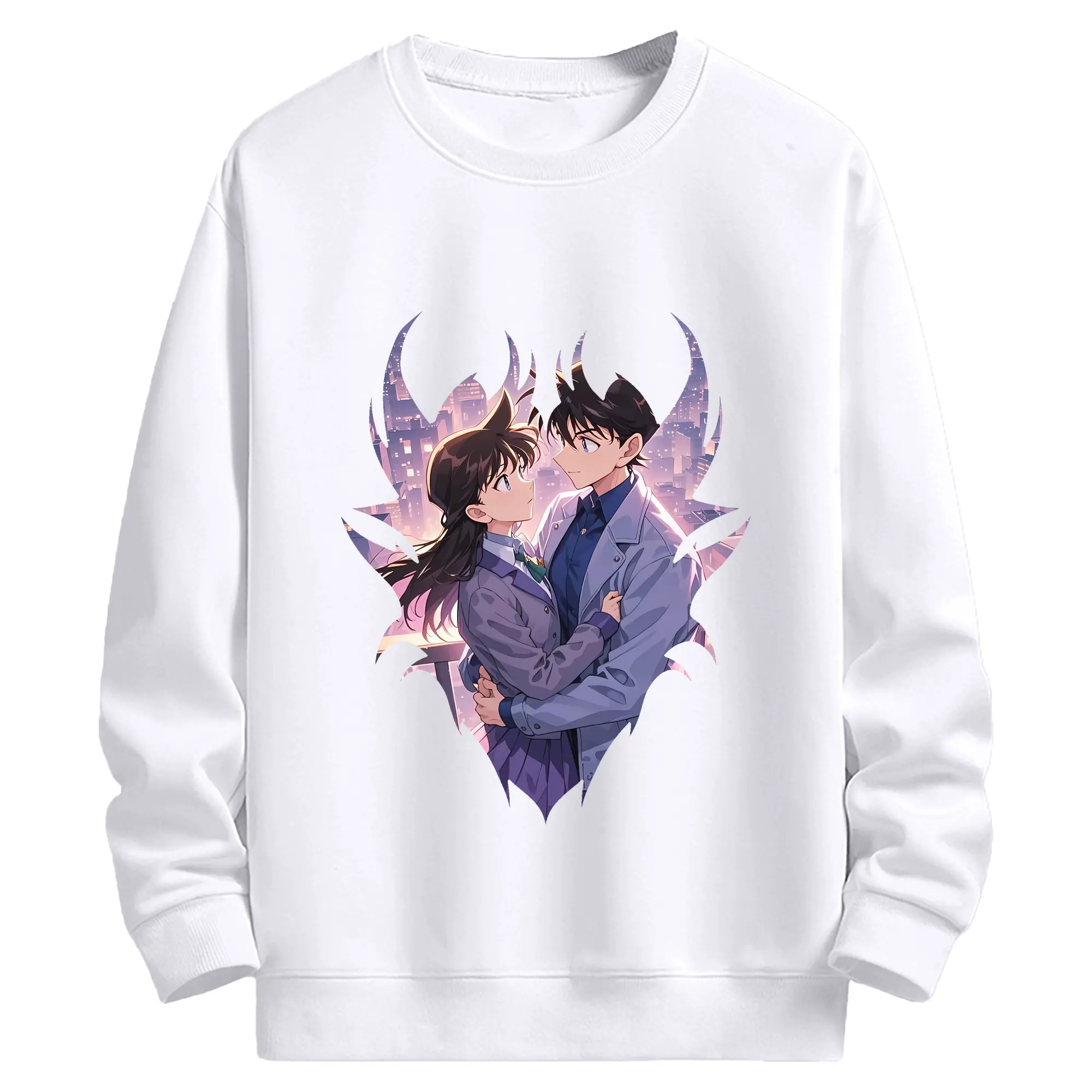 名探偵コナン グッズ 毛利 蘭 - 高品質 クルーネック スウェット ・ コットン59％ ポリエステル41％ ・ ユニセックス 長袖 トレーナー ・ カジュアル デイリー スポーツ 散歩用