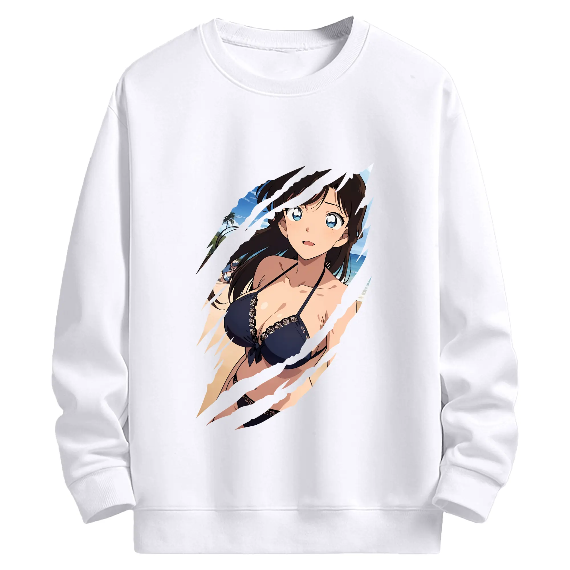 名探偵コナン グッズ 毛利 蘭 - 高品質 クルーネック スウェット ・ コットン59％ ポリエステル41％ ・ ユニセックス 長袖 トレーナー ・ カジュアル デイリー スポーツ 散歩用