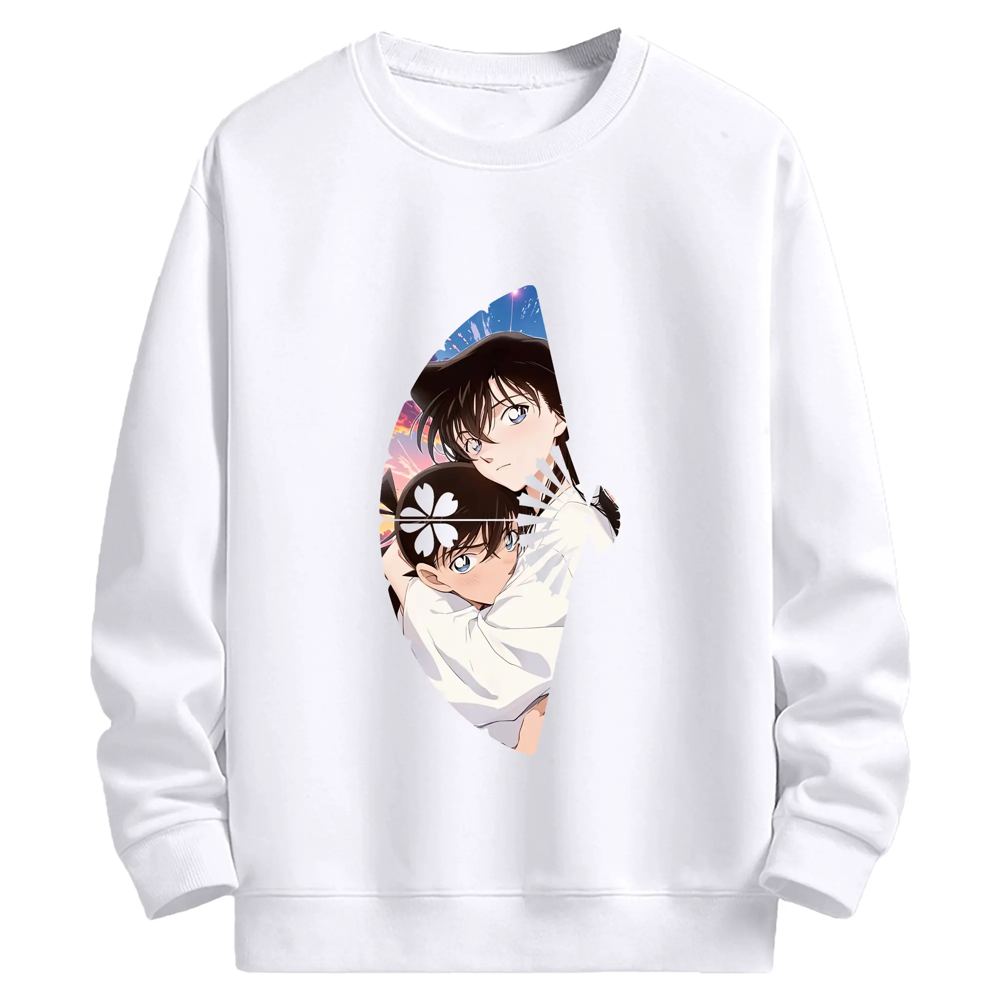 名探偵コナン グッズ 毛利 蘭 - 高品質 クルーネック スウェット ・ コットン59％ ポリエステル41％ ・ ユニセックス 長袖 トレーナー ・ カジュアル デイリー スポーツ 散歩用