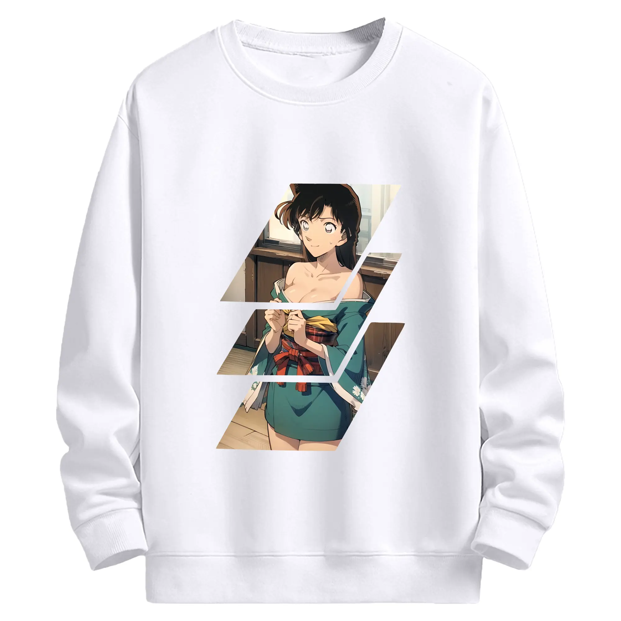 名探偵コナン グッズ 毛利 蘭 - 高品質 クルーネック スウェット ・ コットン59％ ポリエステル41％ ・ ユニセックス 長袖 トレーナー ・ カジュアル デイリー スポーツ 散歩用