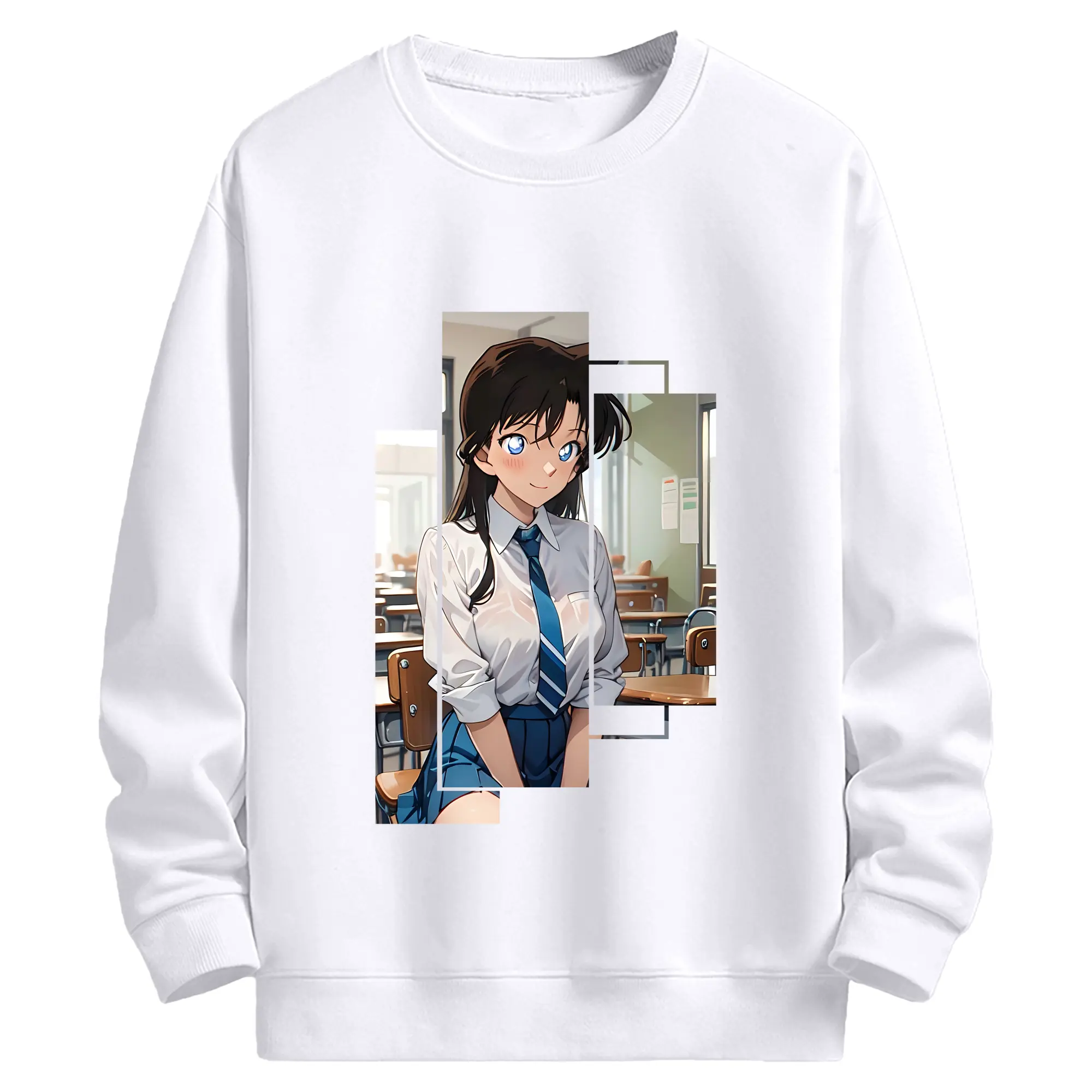 名探偵コナン グッズ 毛利 蘭 - 高品質 クルーネック スウェット ・ コットン59％ ポリエステル41％ ・ ユニセックス 長袖 トレーナー ・ カジュアル デイリー スポーツ 散歩用
