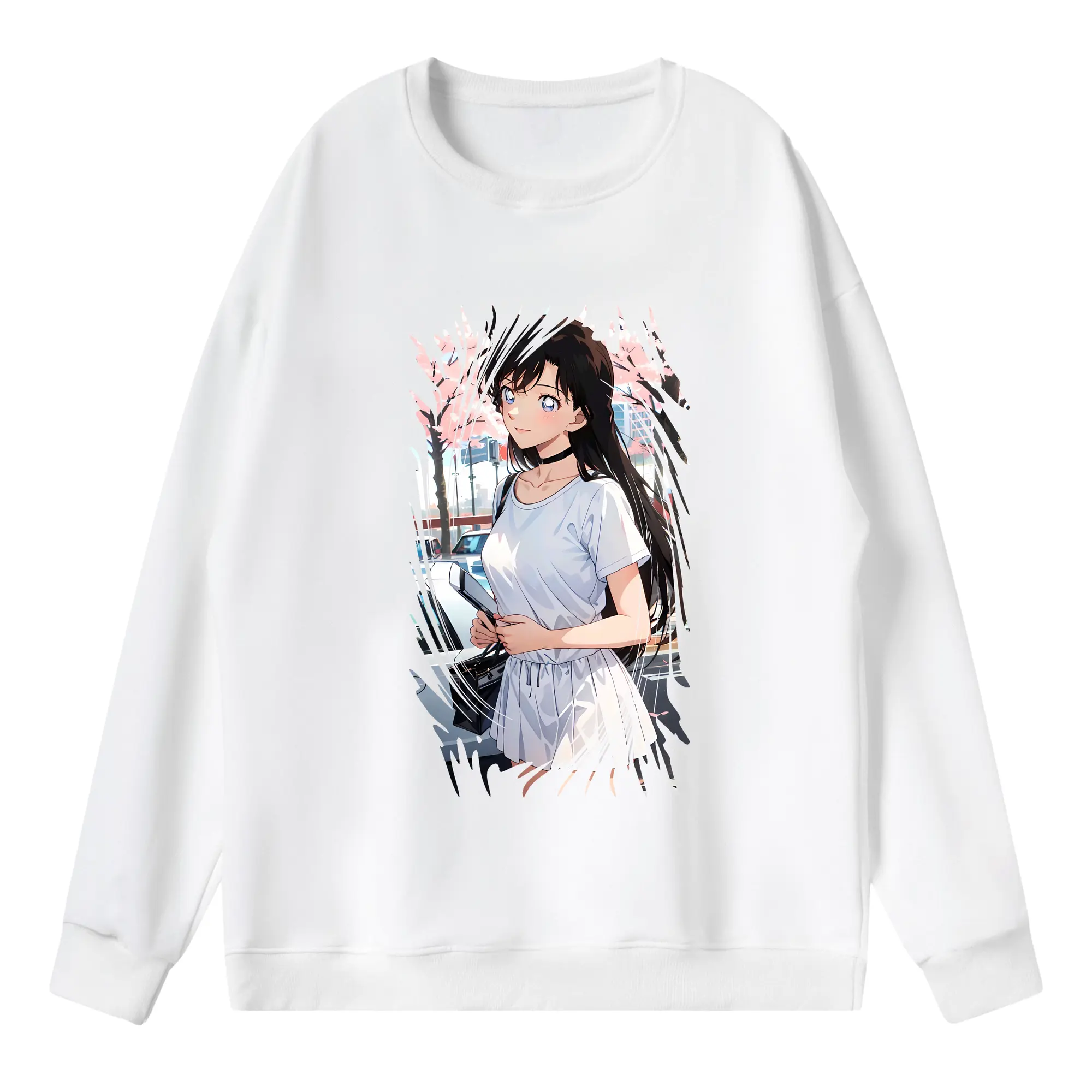 名探偵コナン グッズ 毛利 蘭 - 薄手 クルーネック スウェット 裏毛260g · ポリエステル 春秋向け カジュアル 男女兼用 · トレーナー デイリー スポーツ 散歩に最適