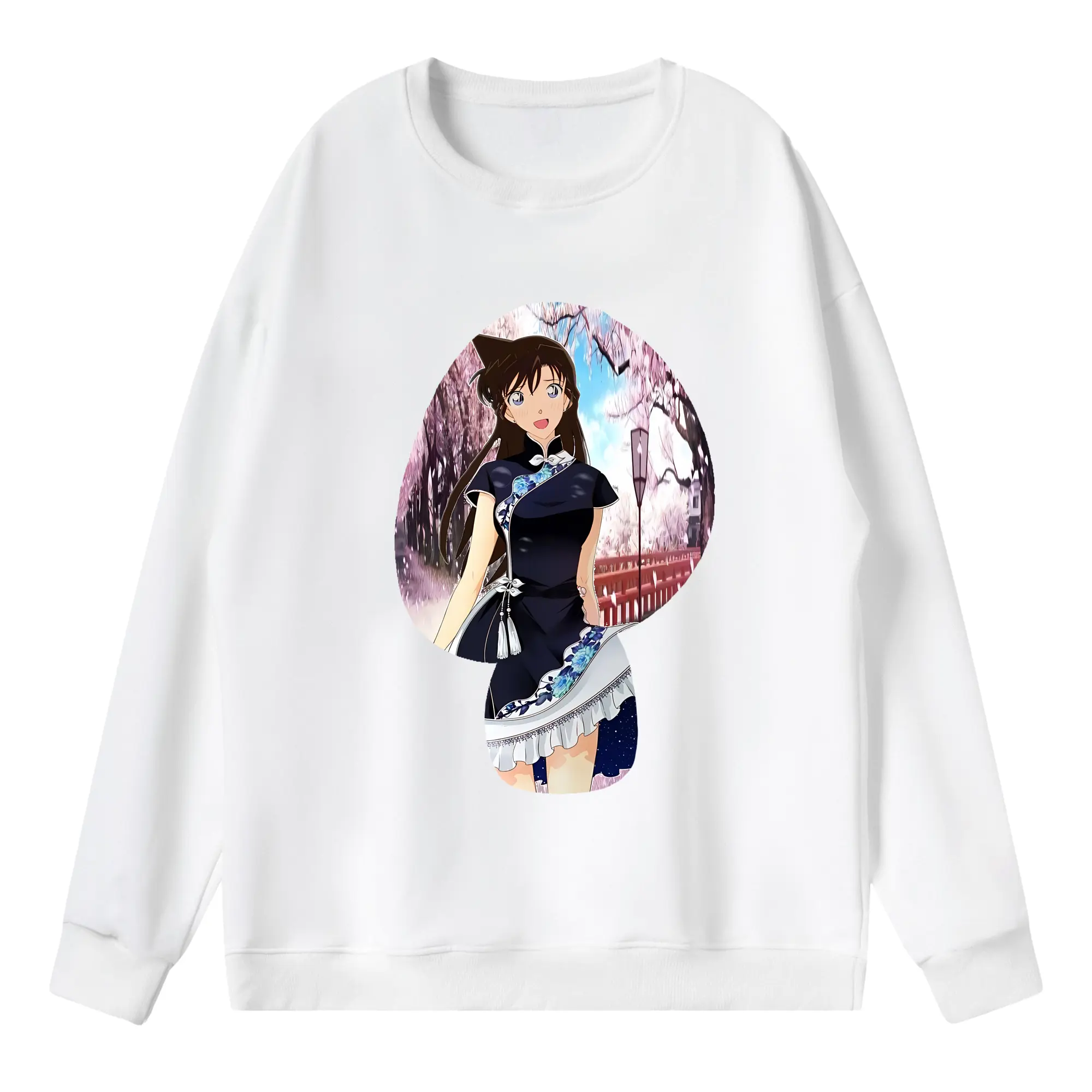 名探偵コナン グッズ 毛利 蘭 - 薄手 クルーネック スウェット 裏毛260g · ポリエステル 春秋向け カジュアル 男女兼用 · トレーナー デイリー スポーツ 散歩に最適