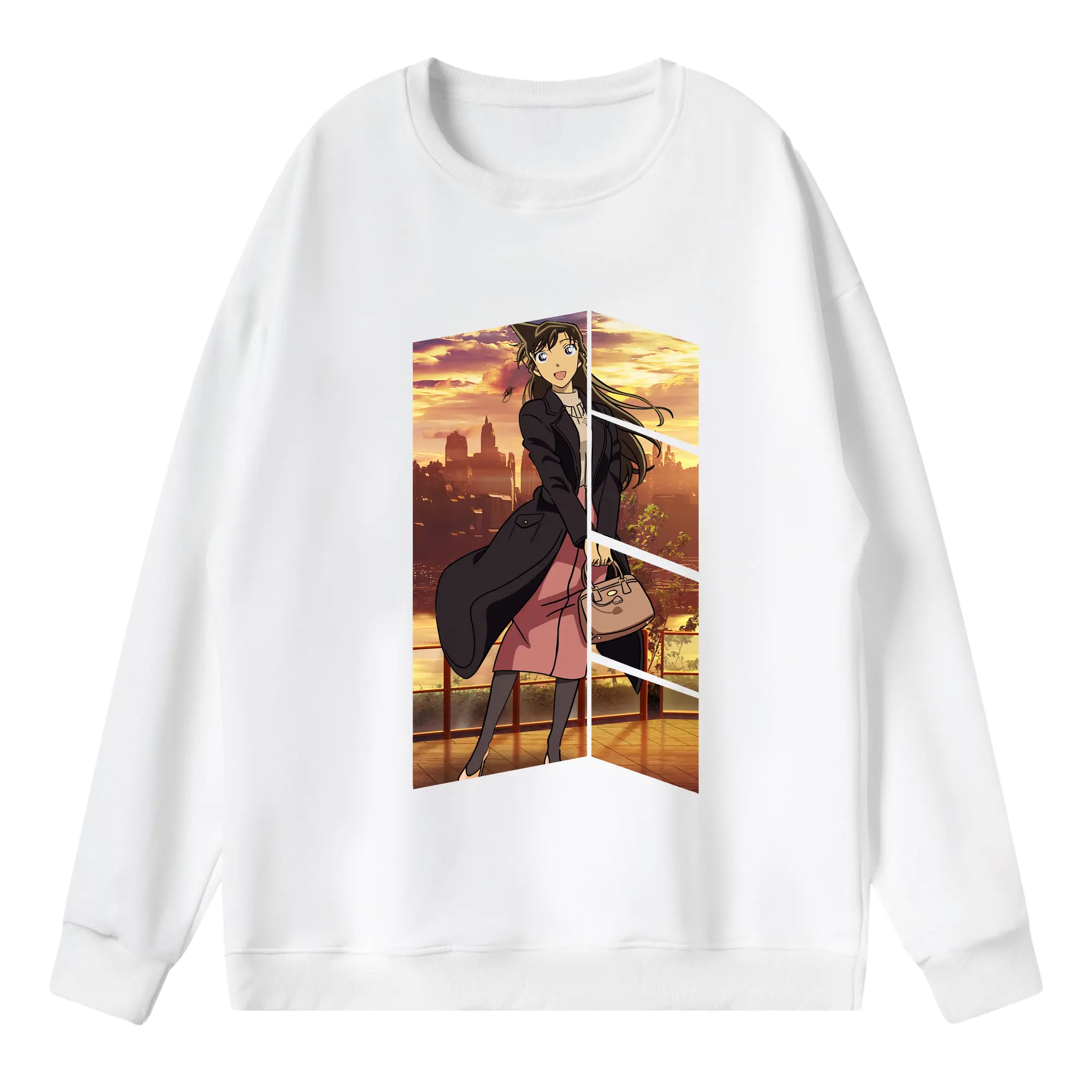 名探偵コナン グッズ 毛利 蘭 - 薄手 クルーネック スウェット 裏毛260g · ポリエステル 春秋向け カジュアル 男女兼用 · トレーナー デイリー スポーツ 散歩に最適