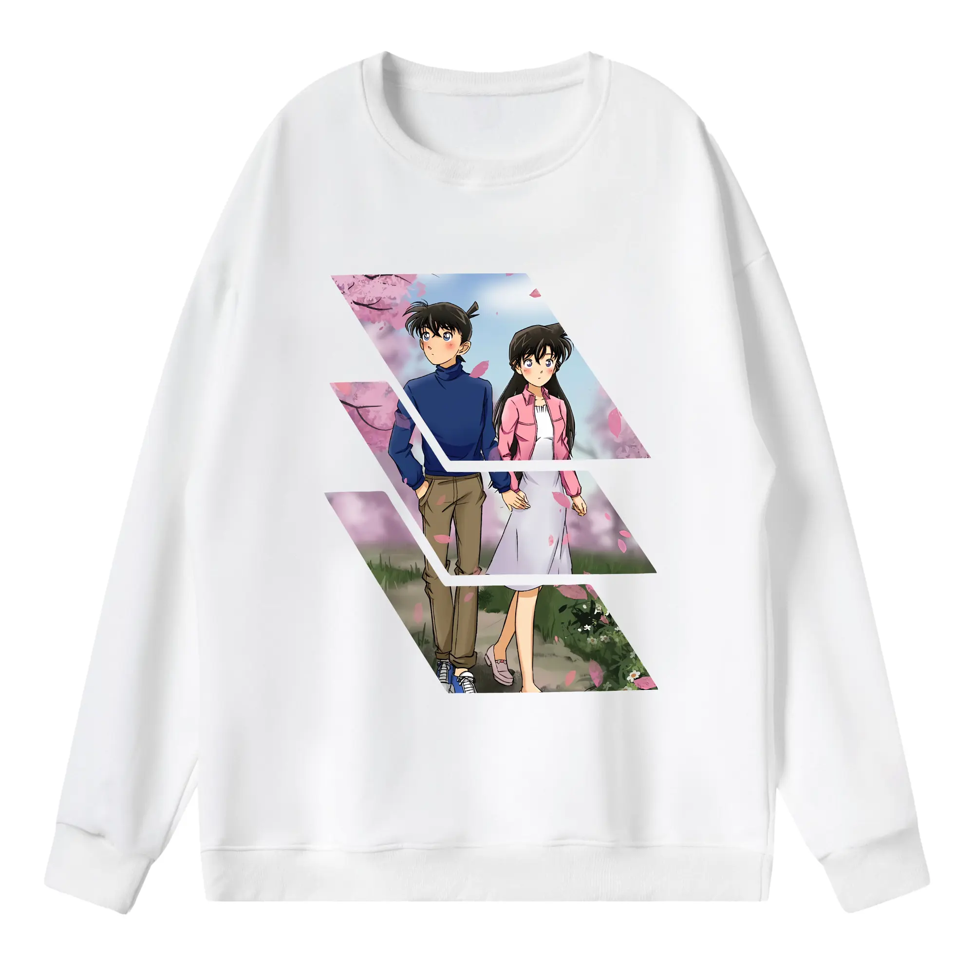 名探偵コナン グッズ 毛利 蘭 - 薄手 クルーネック スウェット 裏毛260g · ポリエステル 春秋向け カジュアル 男女兼用 · トレーナー デイリー スポーツ 散歩に最適