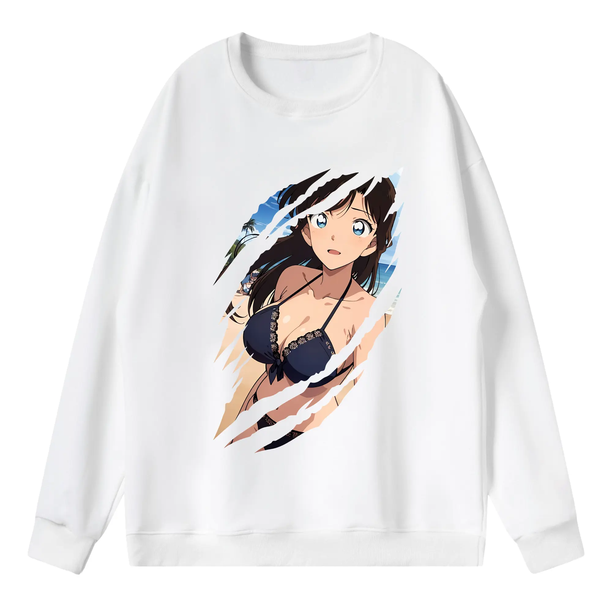 名探偵コナン グッズ 毛利 蘭 - 薄手 クルーネック スウェット 裏毛260g · ポリエステル 春秋向け カジュアル 男女兼用 · トレーナー デイリー スポーツ 散歩に最適