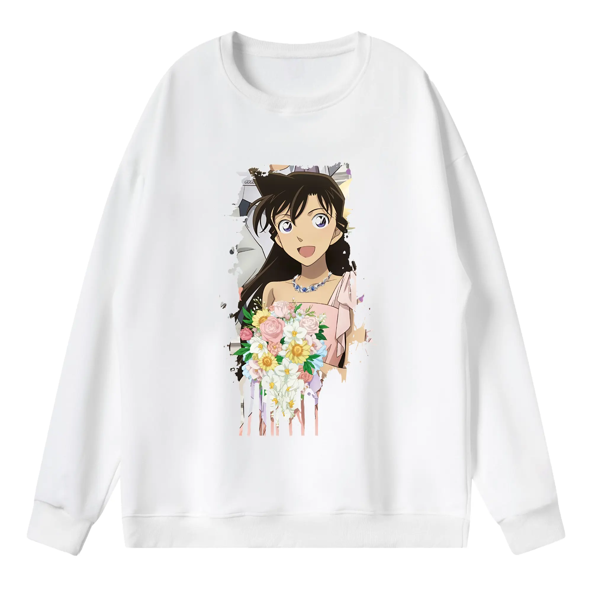 名探偵コナン グッズ 毛利 蘭 - 薄手 クルーネック スウェット 裏毛260g · ポリエステル 春秋向け カジュアル 男女兼用 · トレーナー デイリー スポーツ 散歩に最適