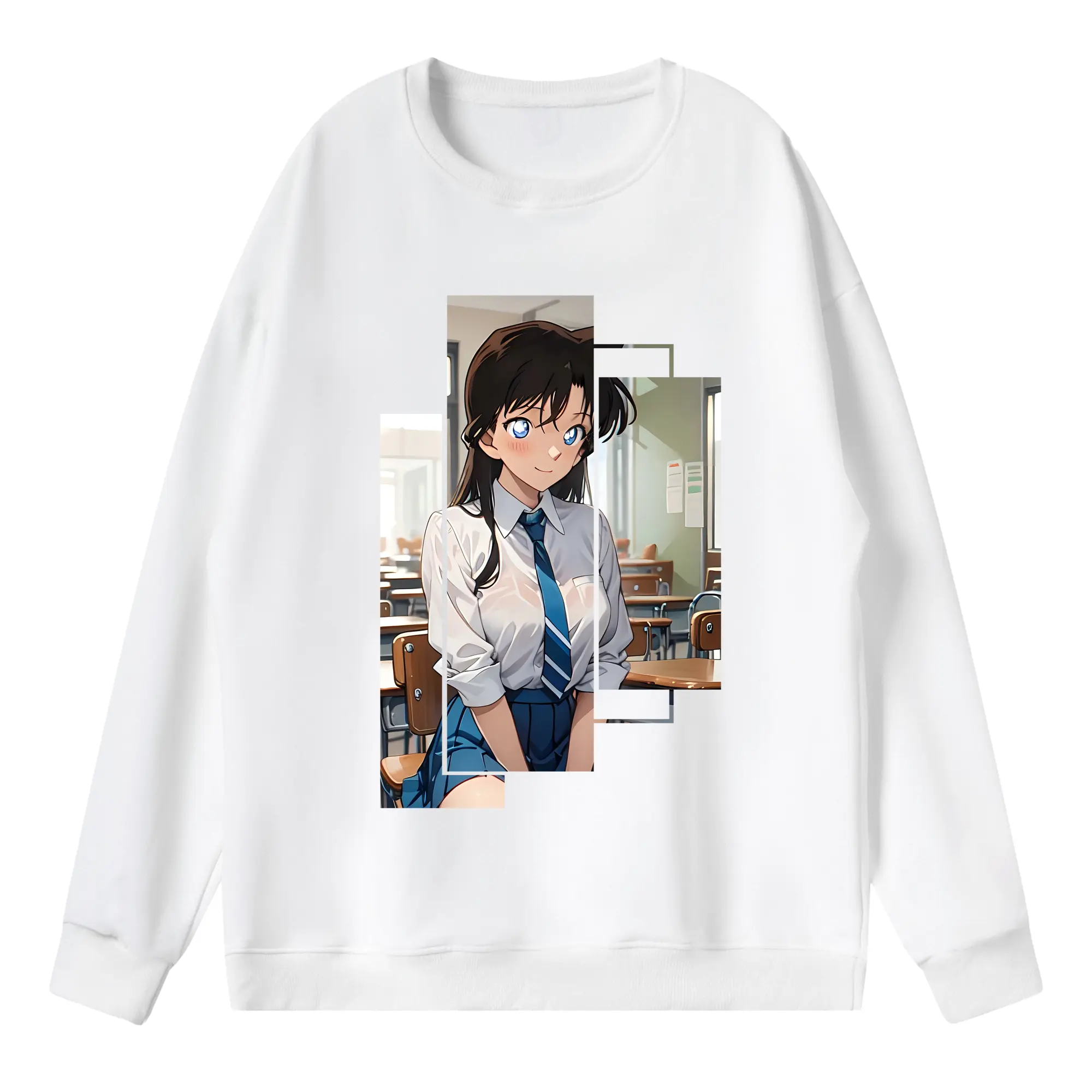 名探偵コナン グッズ 毛利 蘭 - 薄手 クルーネック スウェット 裏毛260g · ポリエステル 春秋向け カジュアル 男女兼用 · トレーナー デイリー スポーツ 散歩に最適