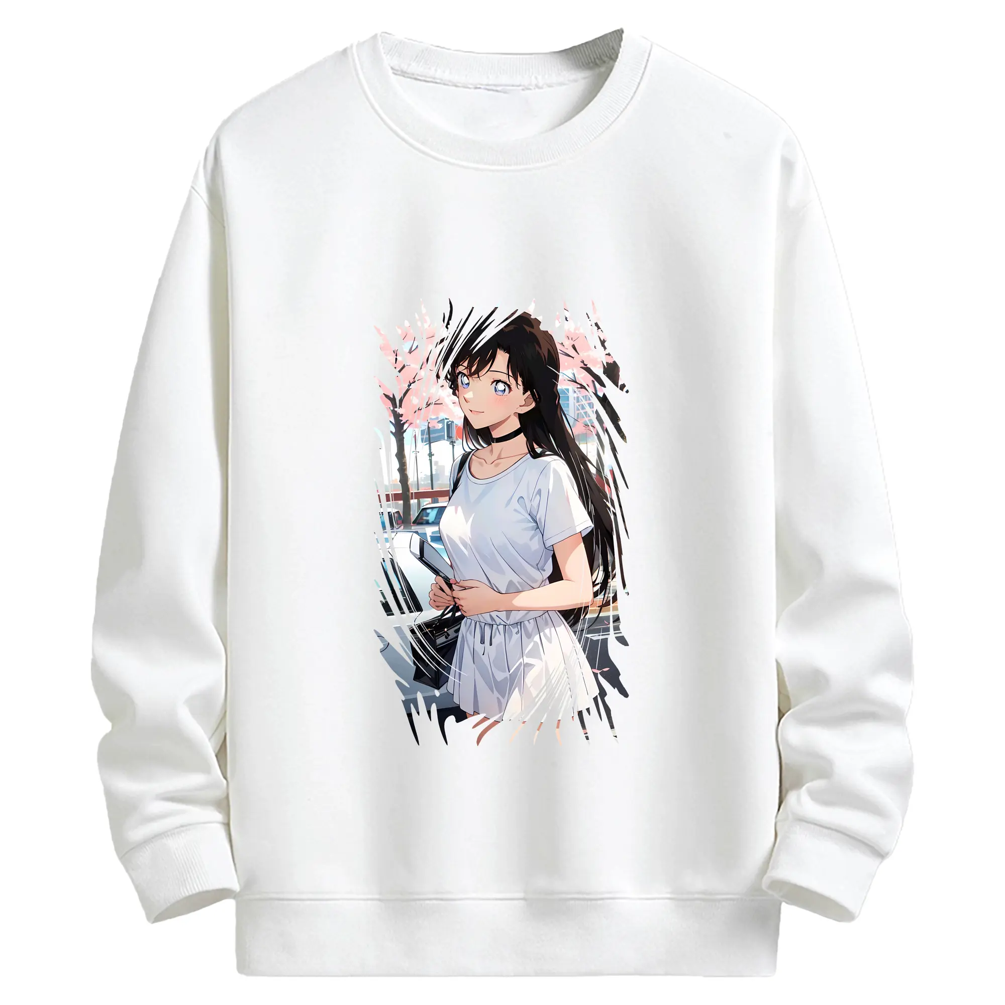 名探偵コナン グッズ 毛利 蘭 - キッズ クルーネックスウェットシャツ ・ フロントプリント ・ 綿80％ ポリエステル20％ ・ 快適 通学 スポーツ 日常使い お散歩用