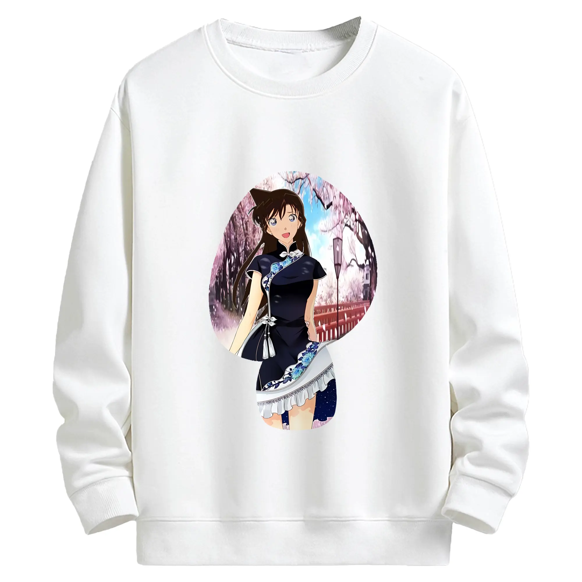 名探偵コナン グッズ 毛利 蘭 - キッズ クルーネックスウェットシャツ ・ フロントプリント ・ 綿80％ ポリエステル20％ ・ 快適 通学 スポーツ 日常使い お散歩用