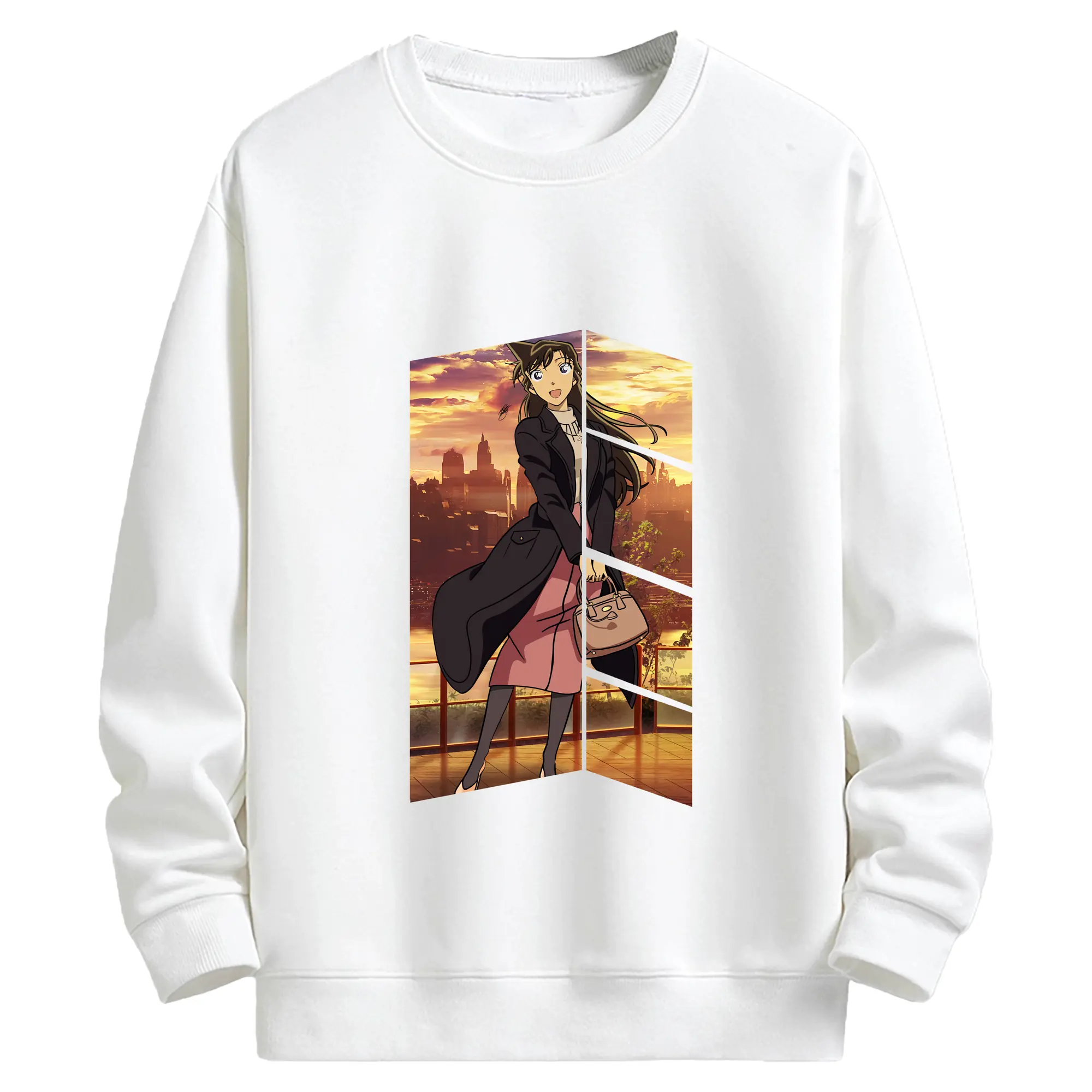 名探偵コナン グッズ 毛利 蘭 - キッズ クルーネックスウェットシャツ ・ フロントプリント ・ 綿80％ ポリエステル20％ ・ 快適 通学 スポーツ 日常使い お散歩用