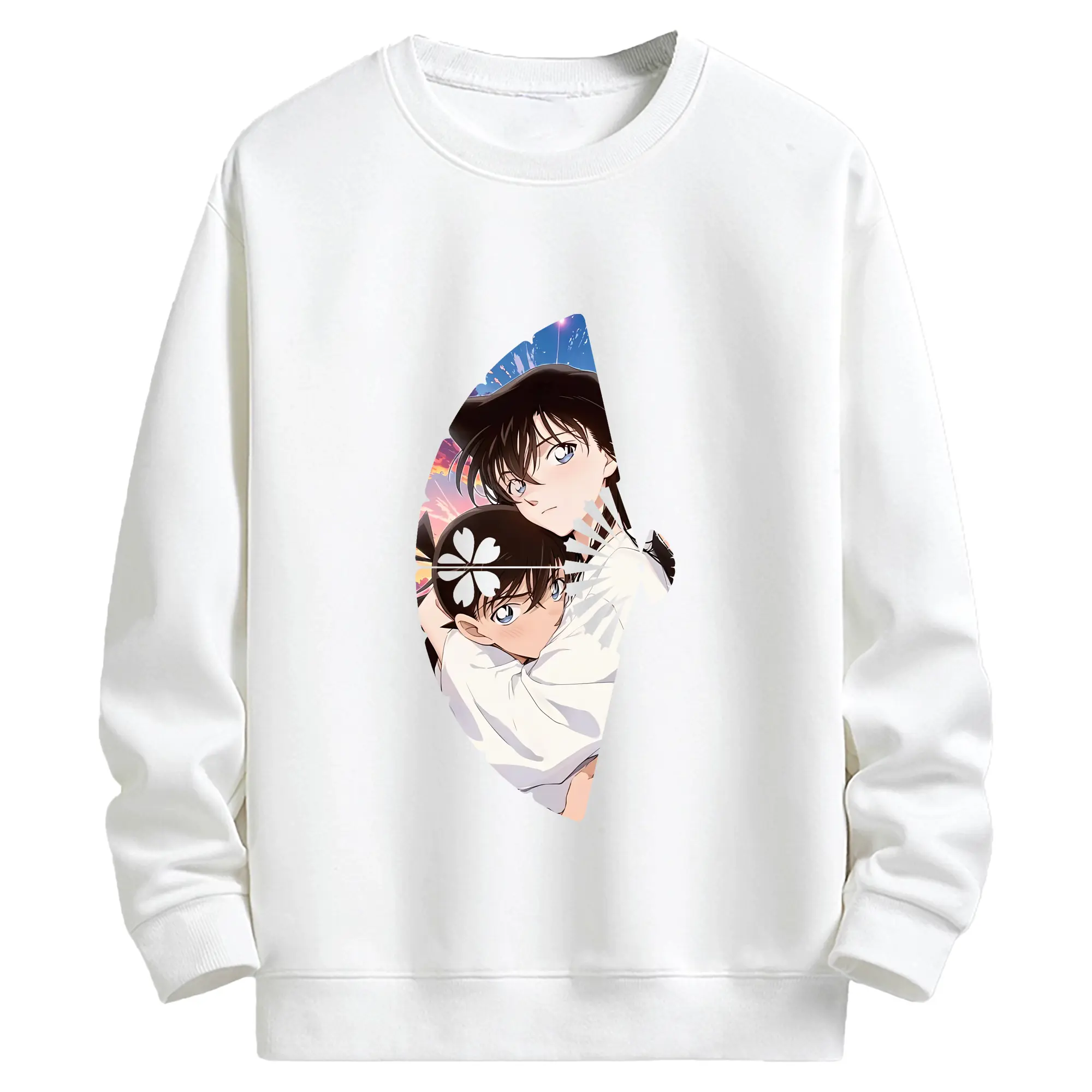 名探偵コナン グッズ 毛利 蘭 - キッズ クルーネックスウェットシャツ ・ フロントプリント ・ 綿80％ ポリエステル20％ ・ 快適 通学 スポーツ 日常使い お散歩用