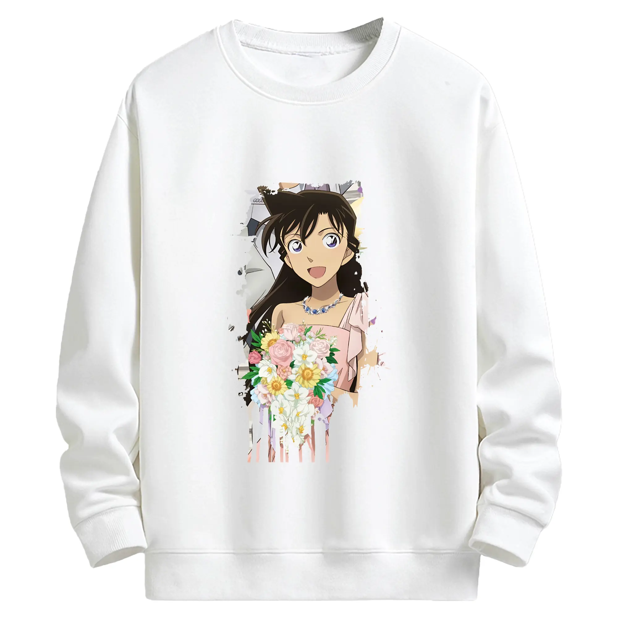 名探偵コナン グッズ 毛利 蘭 - キッズ クルーネックスウェットシャツ ・ フロントプリント ・ 綿80％ ポリエステル20％ ・ 快適 通学 スポーツ 日常使い お散歩用