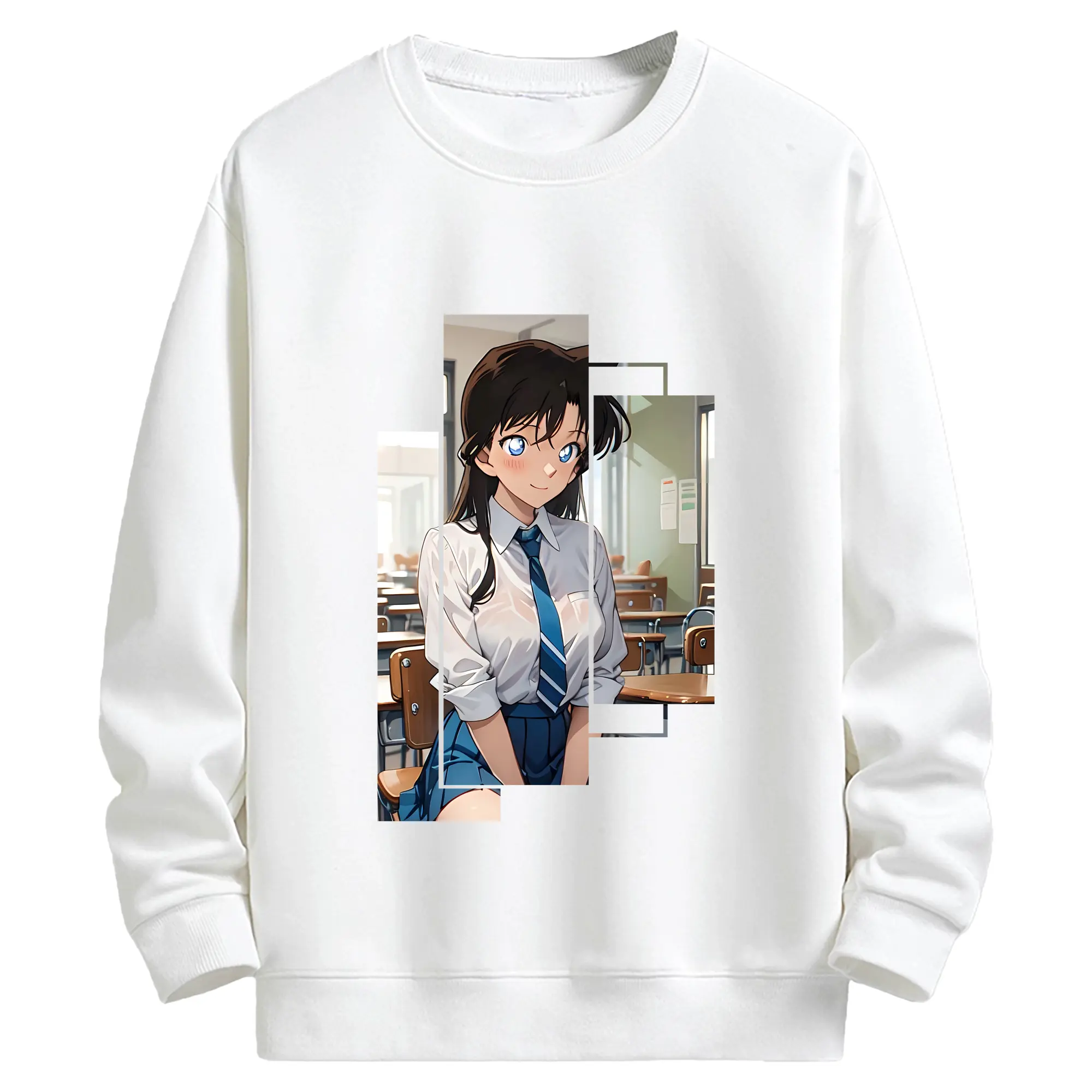 名探偵コナン グッズ 毛利 蘭 - キッズ クルーネックスウェットシャツ ・ フロントプリント ・ 綿80％ ポリエステル20％ ・ 快適 通学 スポーツ 日常使い お散歩用