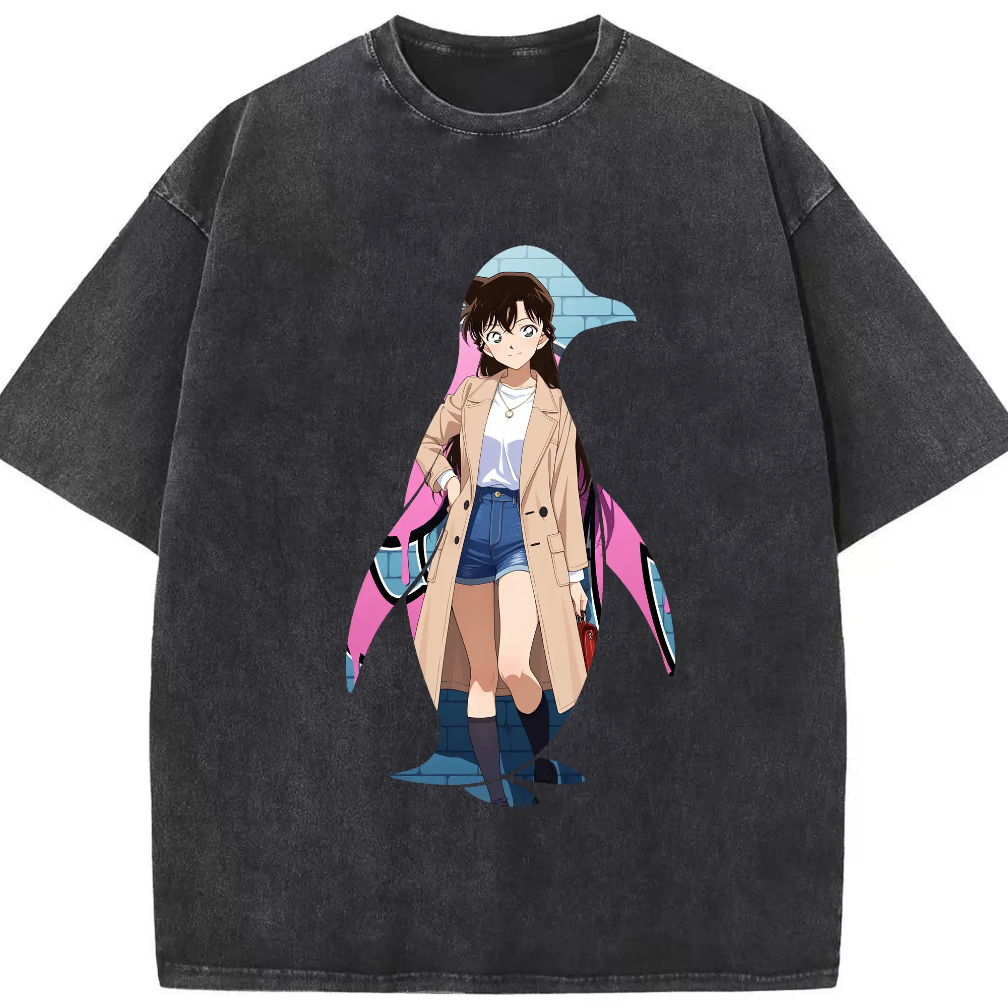 名探偵コナン グッズ 毛利 蘭 - 綿100％ ヴィンテージ風 半袖Tシャツ ・ フロントプリント ・ 柔らか肌触り ・ 通気性 快適 ・ スポーツ カジュアル 外出用