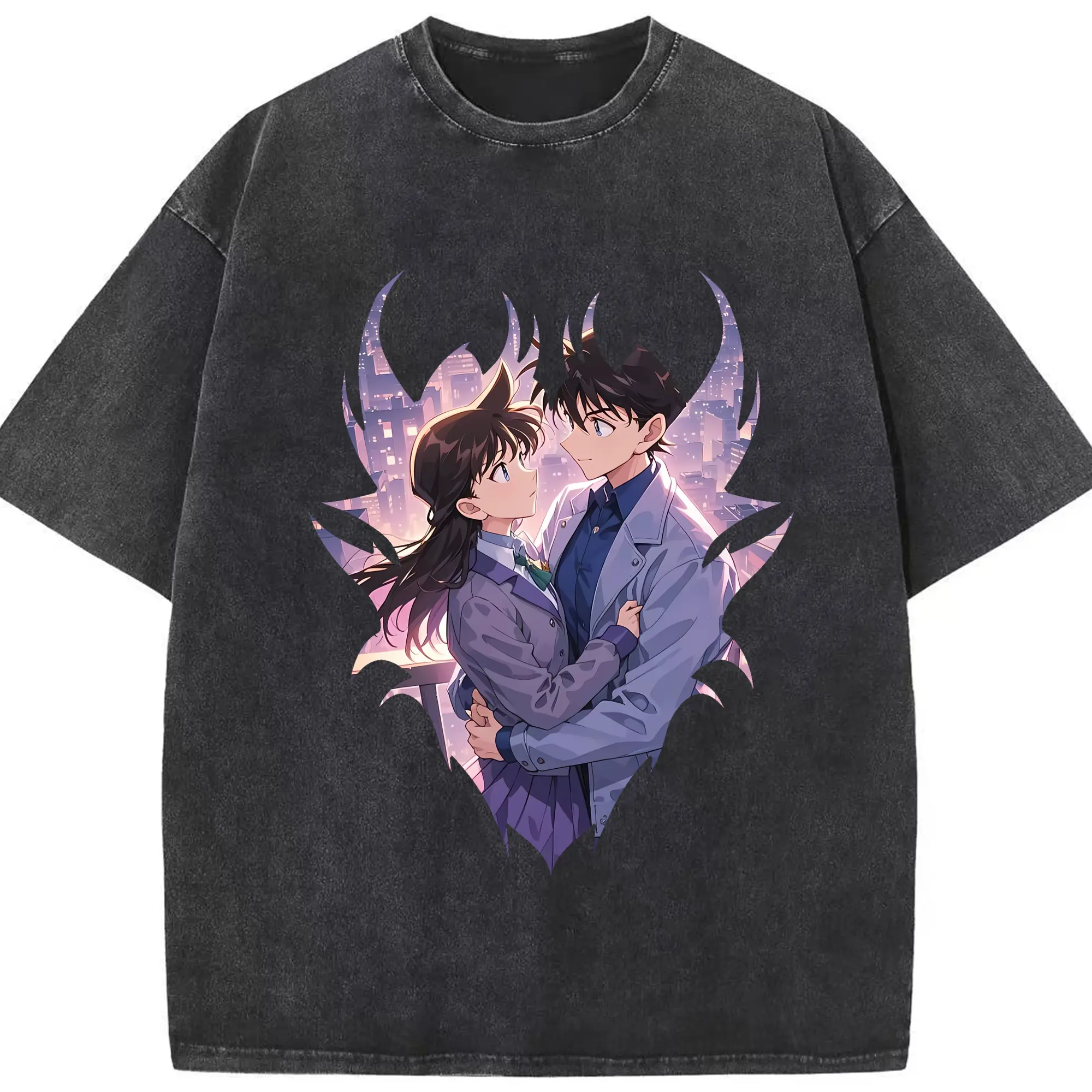 名探偵コナン グッズ 毛利 蘭 - 綿100％ ヴィンテージ風 半袖Tシャツ ・ フロントプリント ・ 柔らか肌触り ・ 通気性 快適 ・ スポーツ カジュアル 外出用