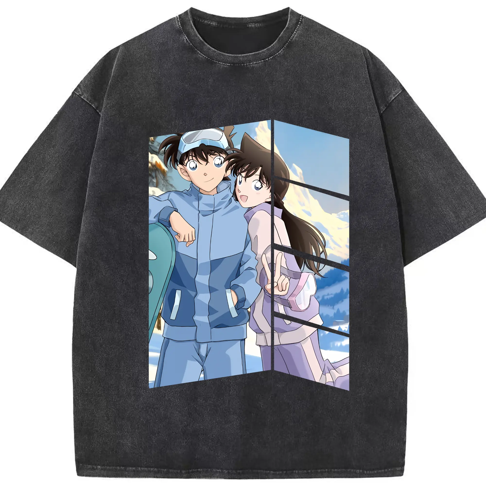 名探偵コナン グッズ 毛利 蘭 - 綿100％ ヴィンテージ風 半袖Tシャツ ・ フロントプリント ・ 柔らか肌触り ・ 通気性 快適 ・ スポーツ カジュアル 外出用