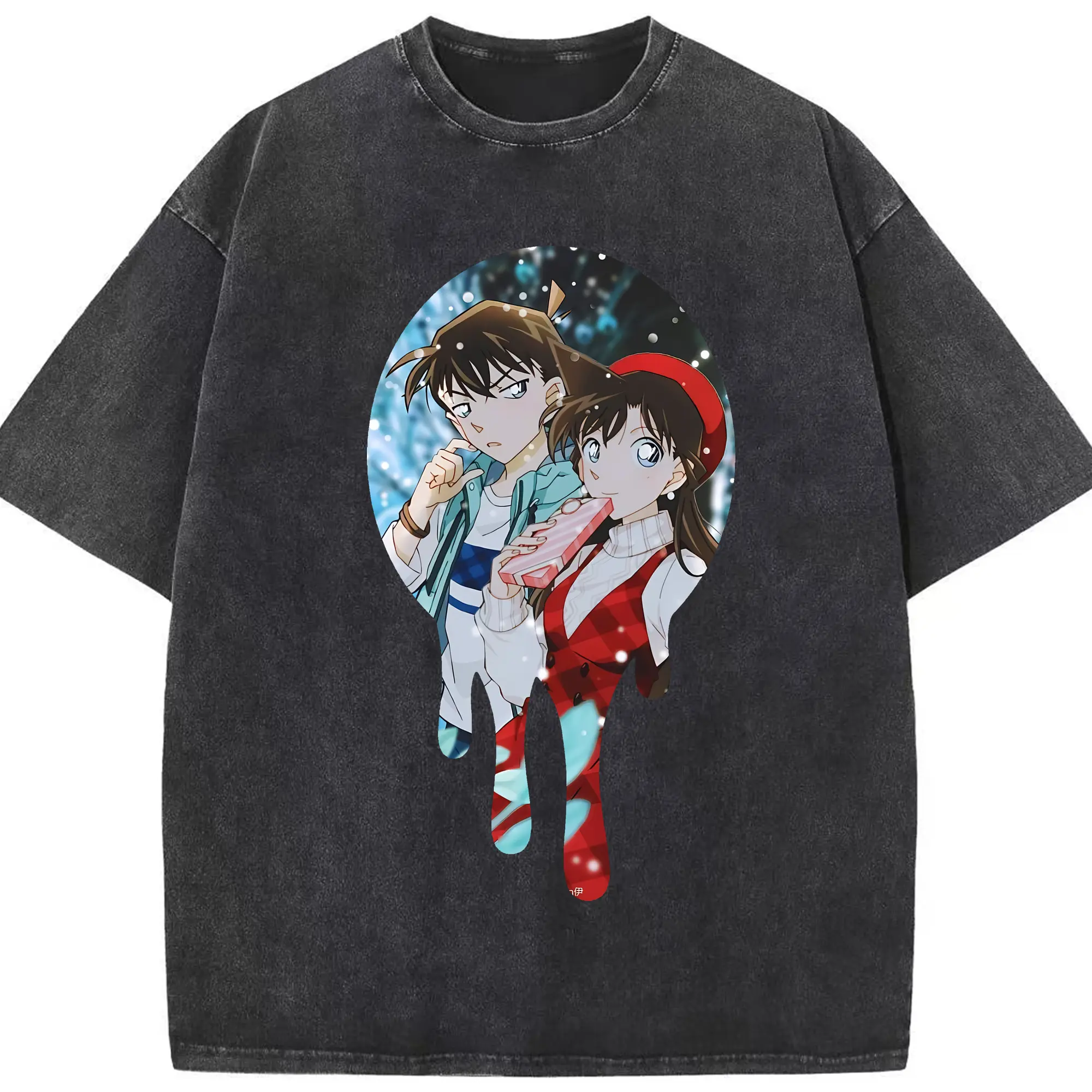 名探偵コナン グッズ 毛利 蘭 - 綿100％ ヴィンテージ風 半袖Tシャツ ・ フロントプリント ・ 柔らか肌触り ・ 通気性 快適 ・ スポーツ カジュアル 外出用