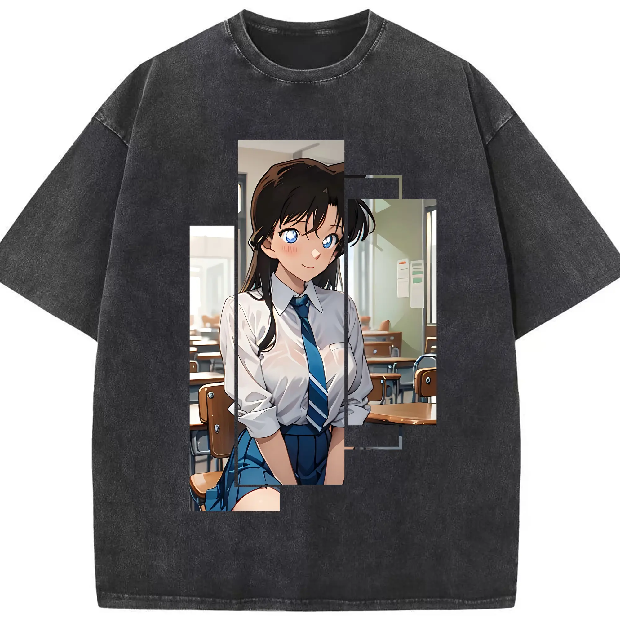 名探偵コナン グッズ 毛利 蘭 - 綿100％ ヴィンテージ風 半袖Tシャツ ・ フロントプリント ・ 柔らか肌触り ・ 通気性 快適 ・ スポーツ カジュアル 外出用