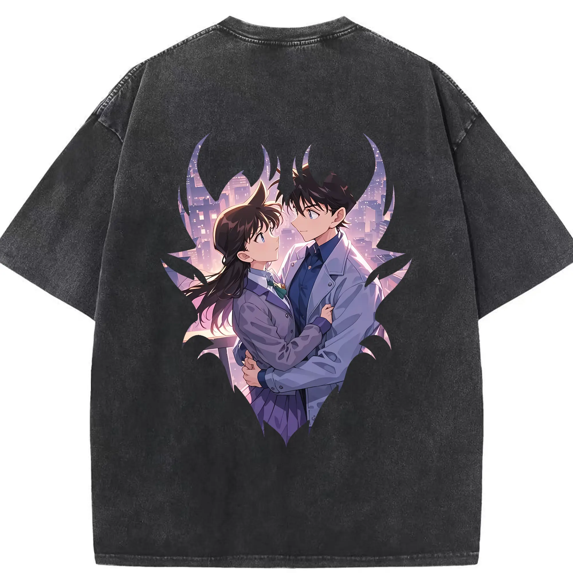 名探偵コナン グッズ 毛利 蘭 - 綿100％ ヴィンテージ風 半袖Tシャツ ・ 背面プリント ・ 柔らか肌触り ・ 通気性 快適 ・ スポーツ カジュアル 外出用