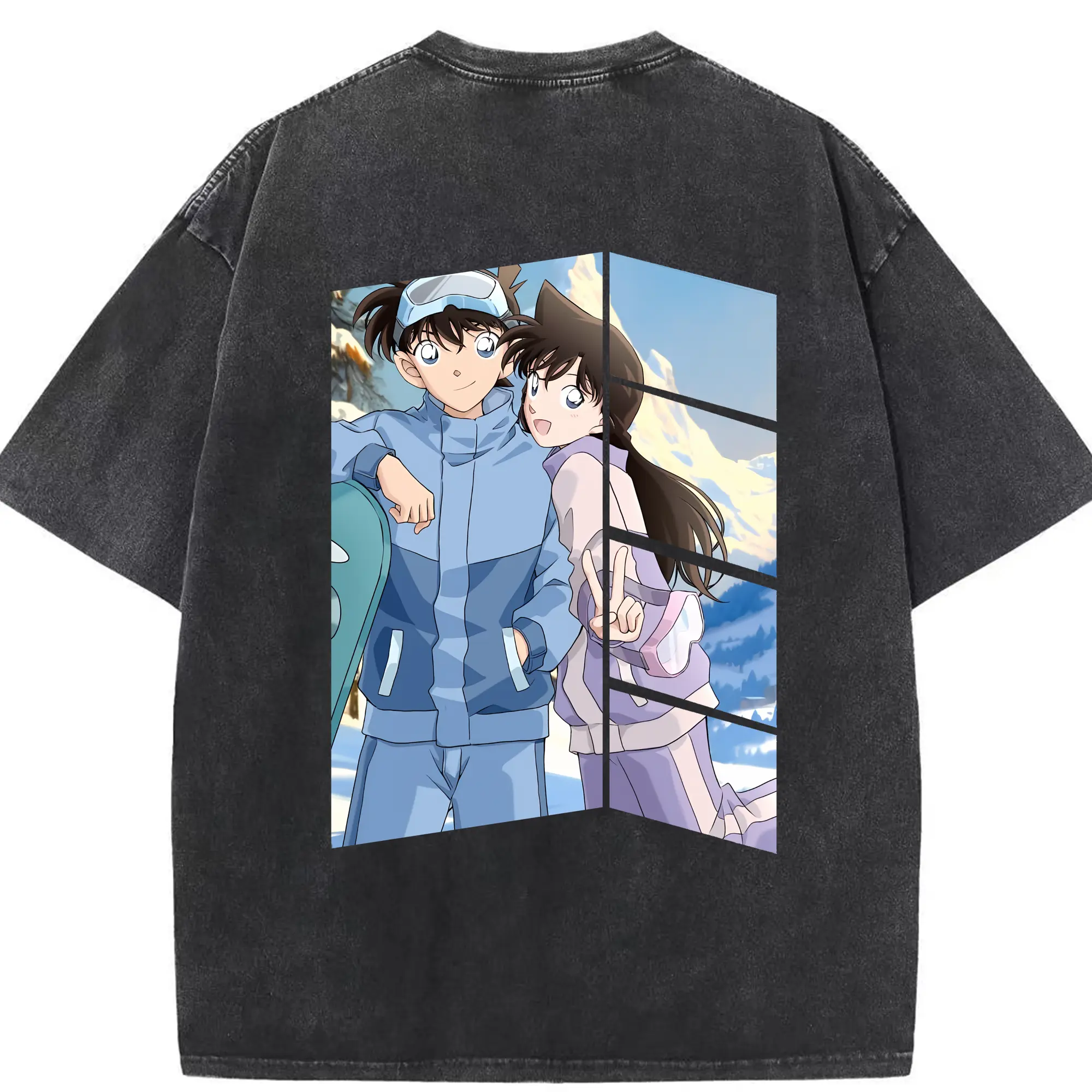 名探偵コナン グッズ 毛利 蘭 - 綿100％ ヴィンテージ風 半袖Tシャツ ・ 背面プリント ・ 柔らか肌触り ・ 通気性 快適 ・ スポーツ カジュアル 外出用