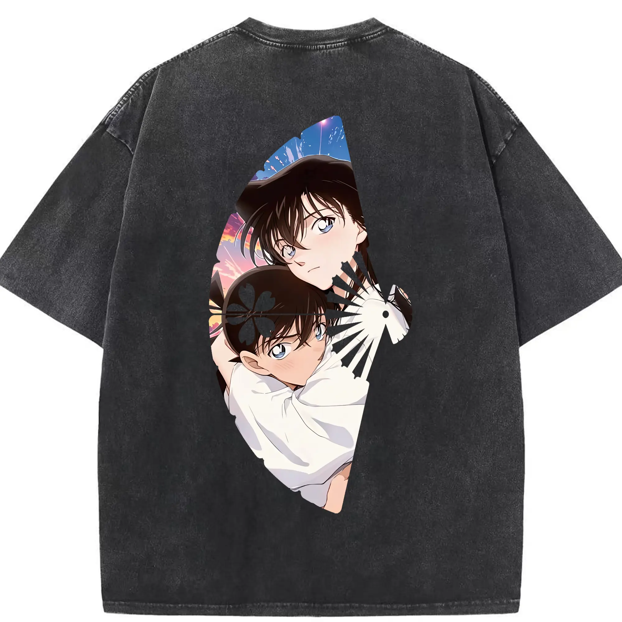 名探偵コナン グッズ 毛利 蘭 - 綿100％ ヴィンテージ風 半袖Tシャツ ・ 背面プリント ・ 柔らか肌触り ・ 通気性 快適 ・ スポーツ カジュアル 外出用