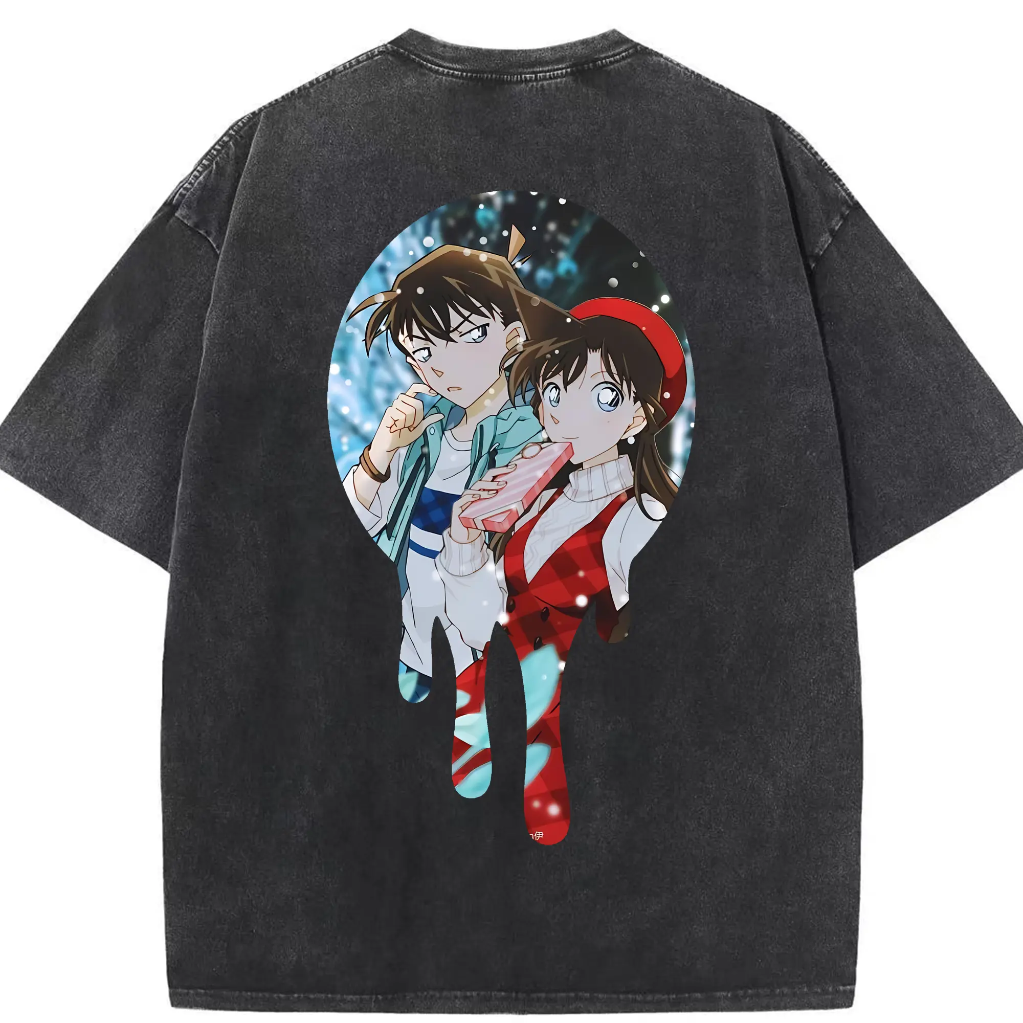 名探偵コナン グッズ 毛利 蘭 - 綿100％ ヴィンテージ風 半袖Tシャツ ・ 背面プリント ・ 柔らか肌触り ・ 通気性 快適 ・ スポーツ カジュアル 外出用