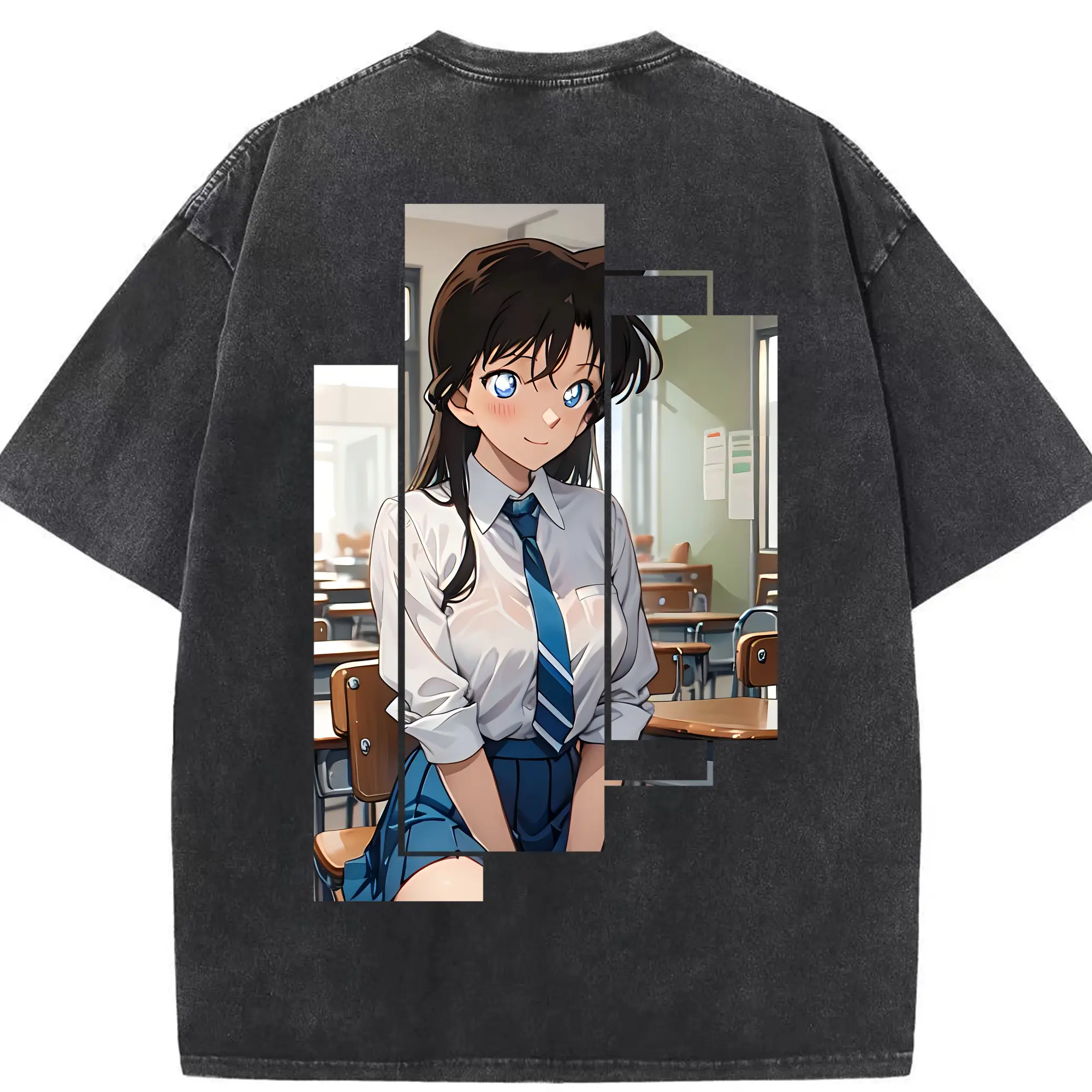 名探偵コナン グッズ 毛利 蘭 - 綿100％ ヴィンテージ風 半袖Tシャツ ・ 背面プリント ・ 柔らか肌触り ・ 通気性 快適 ・ スポーツ カジュアル 外出用