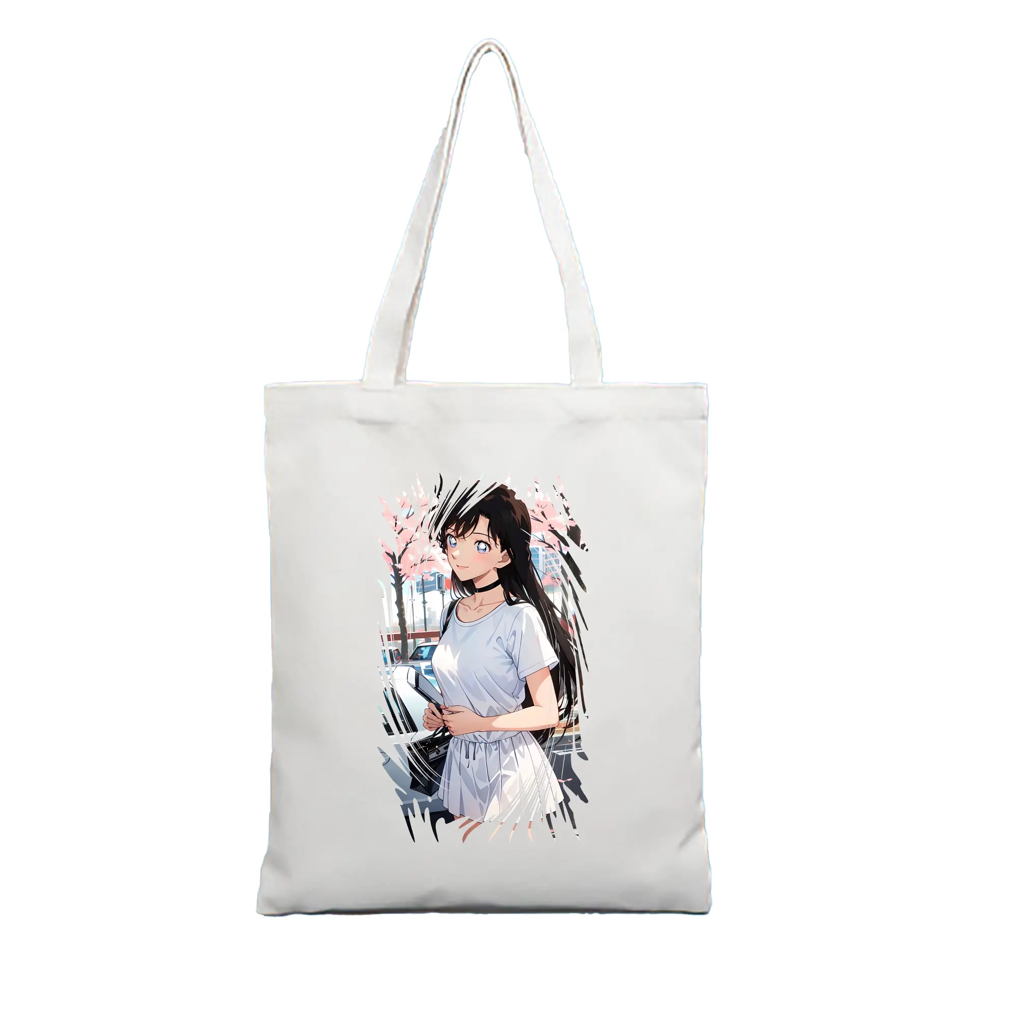 名探偵コナン グッズ 毛利 蘭 - 縦型キャンバス手提げバッグ（トートバッグ） ・ キャンバス素材 ・ ショッピング用 ・ 軽量 丈夫 お手入れ簡単