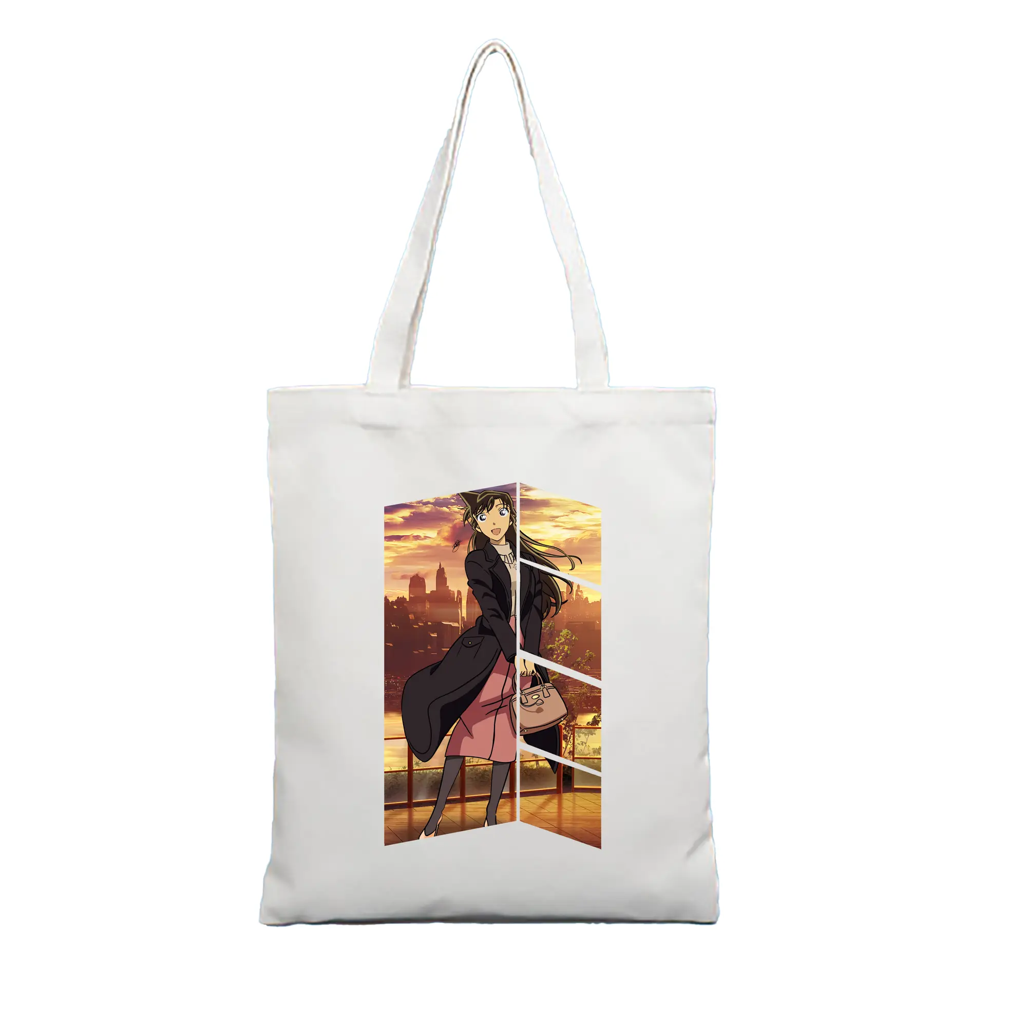 名探偵コナン グッズ 毛利 蘭 - 縦型キャンバス手提げバッグ（トートバッグ） ・ キャンバス素材 ・ ショッピング用 ・ 軽量 丈夫 お手入れ簡単