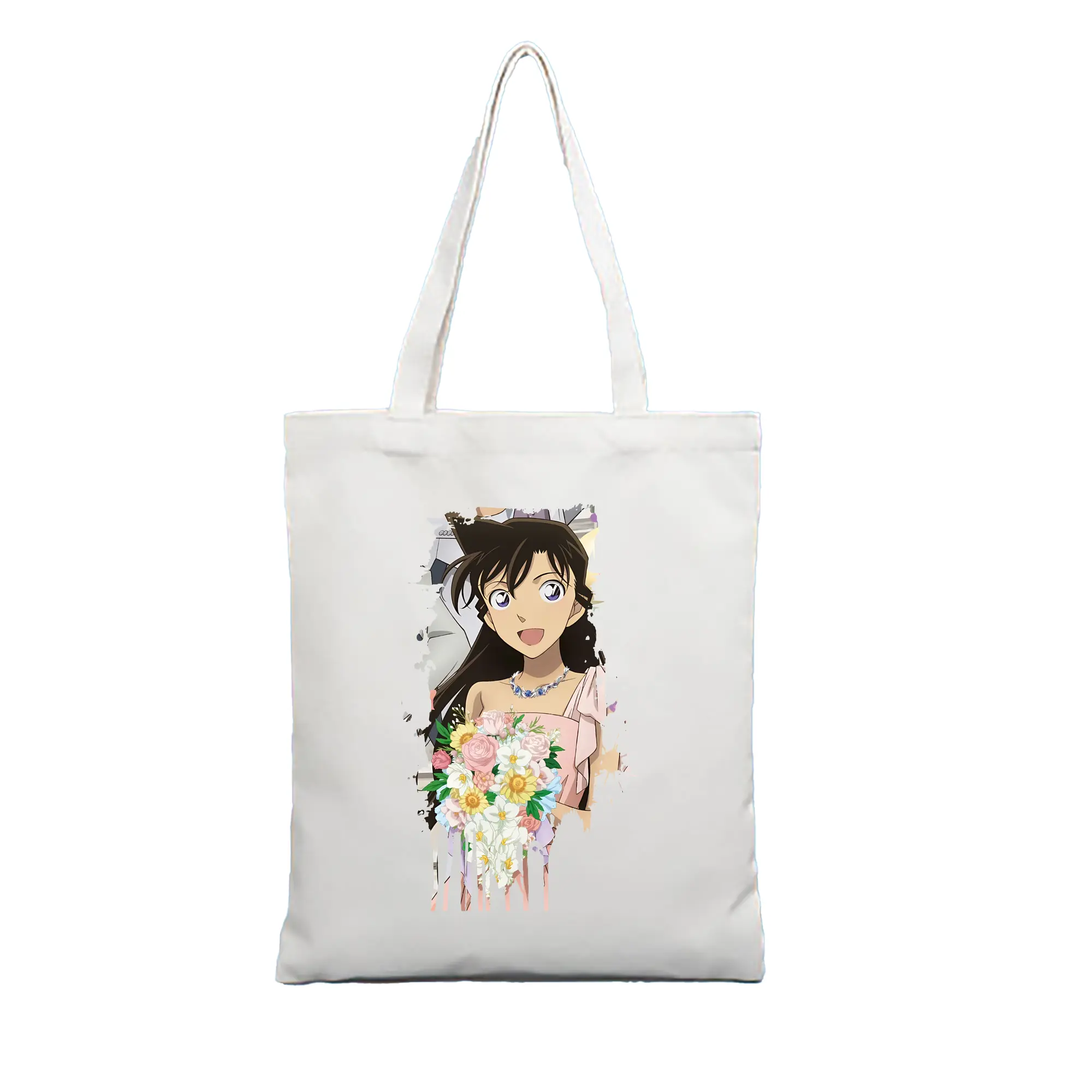 名探偵コナン グッズ 毛利 蘭 - 縦型キャンバス手提げバッグ（トートバッグ） ・ キャンバス素材 ・ ショッピング用 ・ 軽量 丈夫 お手入れ簡単