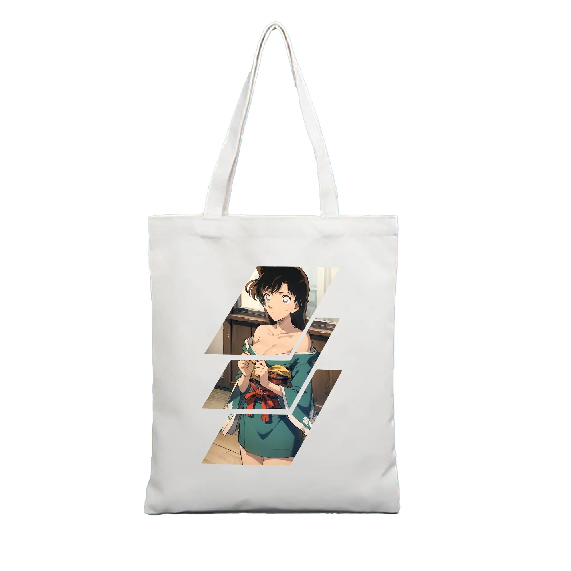 名探偵コナン グッズ 毛利 蘭 - 縦型キャンバス手提げバッグ（トートバッグ） ・ キャンバス素材 ・ ショッピング用 ・ 軽量 丈夫 お手入れ簡単