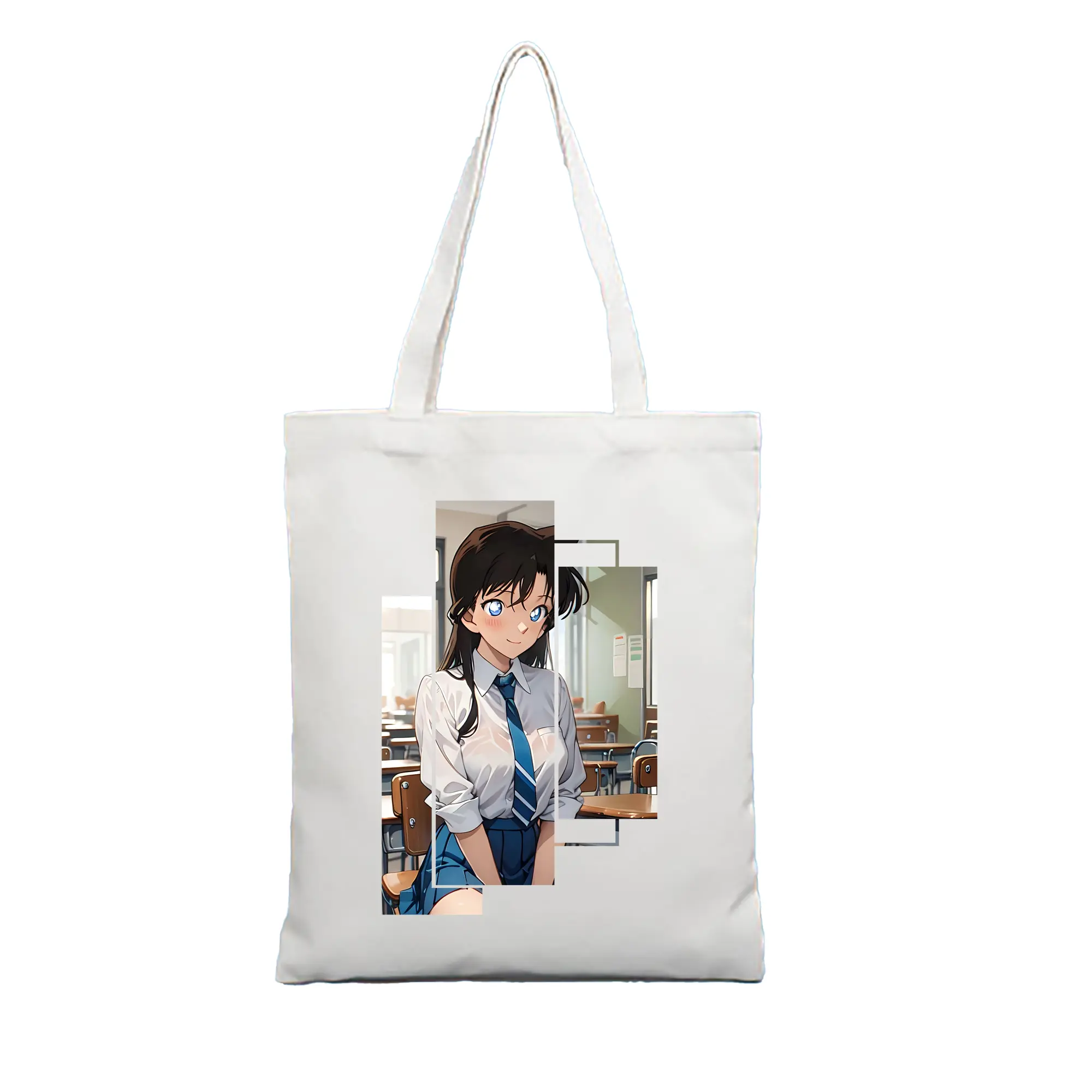 名探偵コナン グッズ 毛利 蘭 - 縦型キャンバス手提げバッグ（トートバッグ） ・ キャンバス素材 ・ ショッピング用 ・ 軽量 丈夫 お手入れ簡単