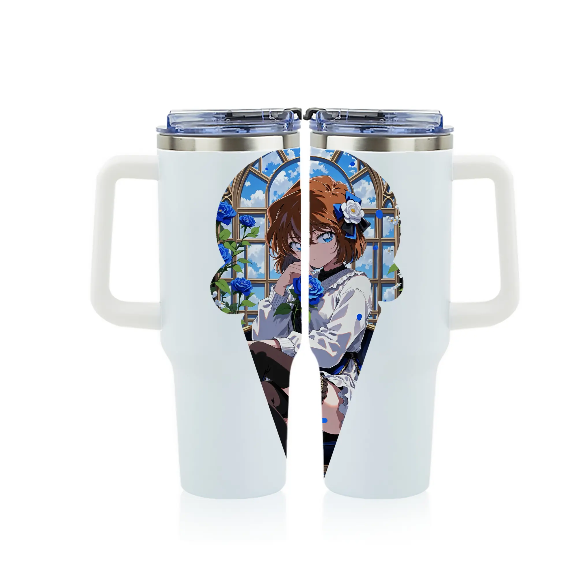 名探偵コナン グッズ 灰原 哀 - 1200mL フルプリント車用タンブラー ・ 304ステンレス 内側 ・ 201ステンレス 外側 ・ 保温 保冷 ・ 通勤 ドライブ アウトドア用