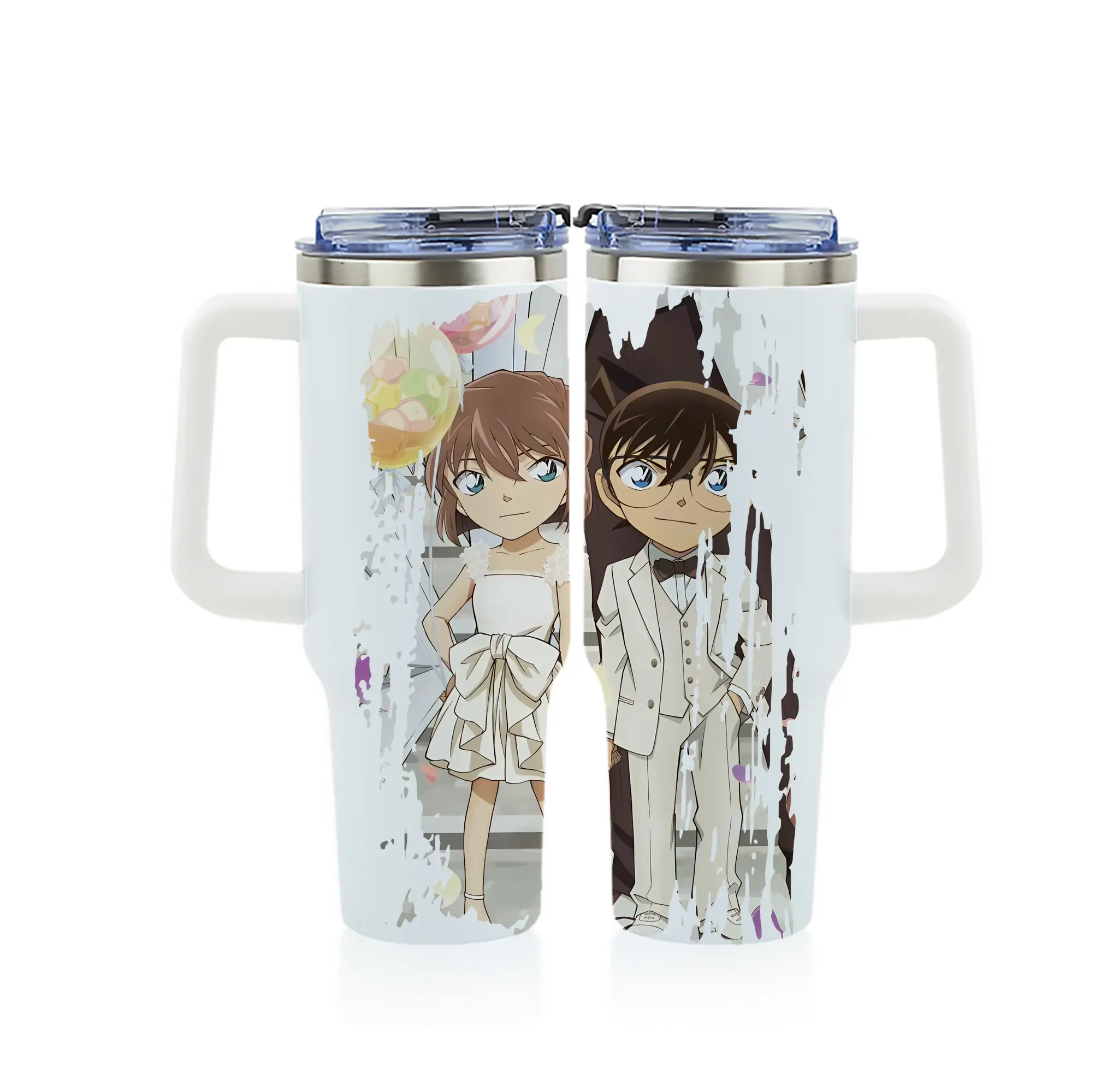 名探偵コナン グッズ 灰原 哀 - 1200mL フルプリント車用タンブラー ・ 304ステンレス 内側 ・ 201ステンレス 外側 ・ 保温 保冷 ・ 通勤 ドライブ アウトドア用