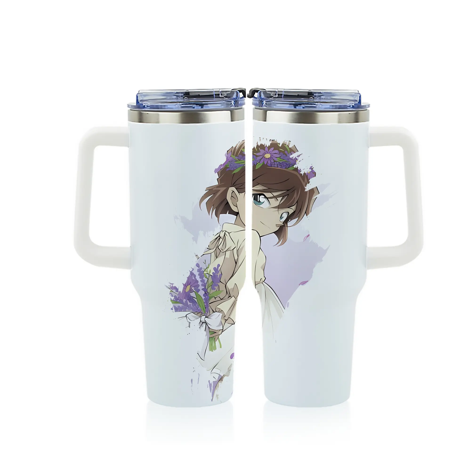 名探偵コナン グッズ 灰原 哀 - 1200mL フルプリント車用タンブラー ・ 304ステンレス 内側 ・ 201ステンレス 外側 ・ 保温 保冷 ・ 通勤 ドライブ アウトドア用