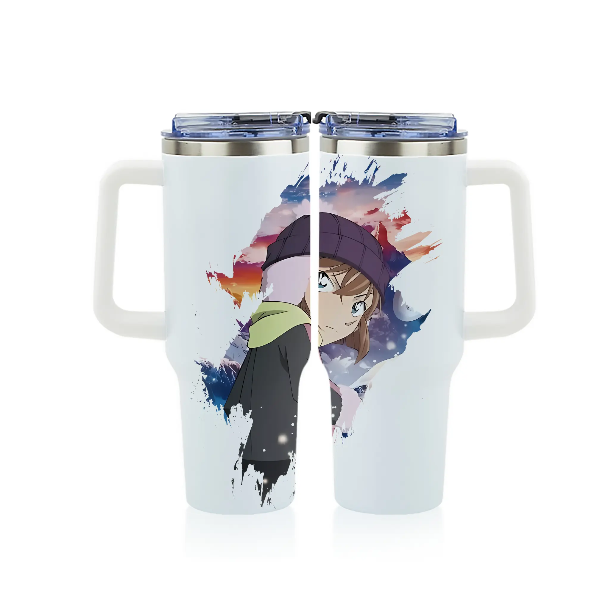 名探偵コナン グッズ 灰原 哀 - 1200mL フルプリント車用タンブラー ・ 304ステンレス 内側 ・ 201ステンレス 外側 ・ 保温 保冷 ・ 通勤 ドライブ アウトドア用