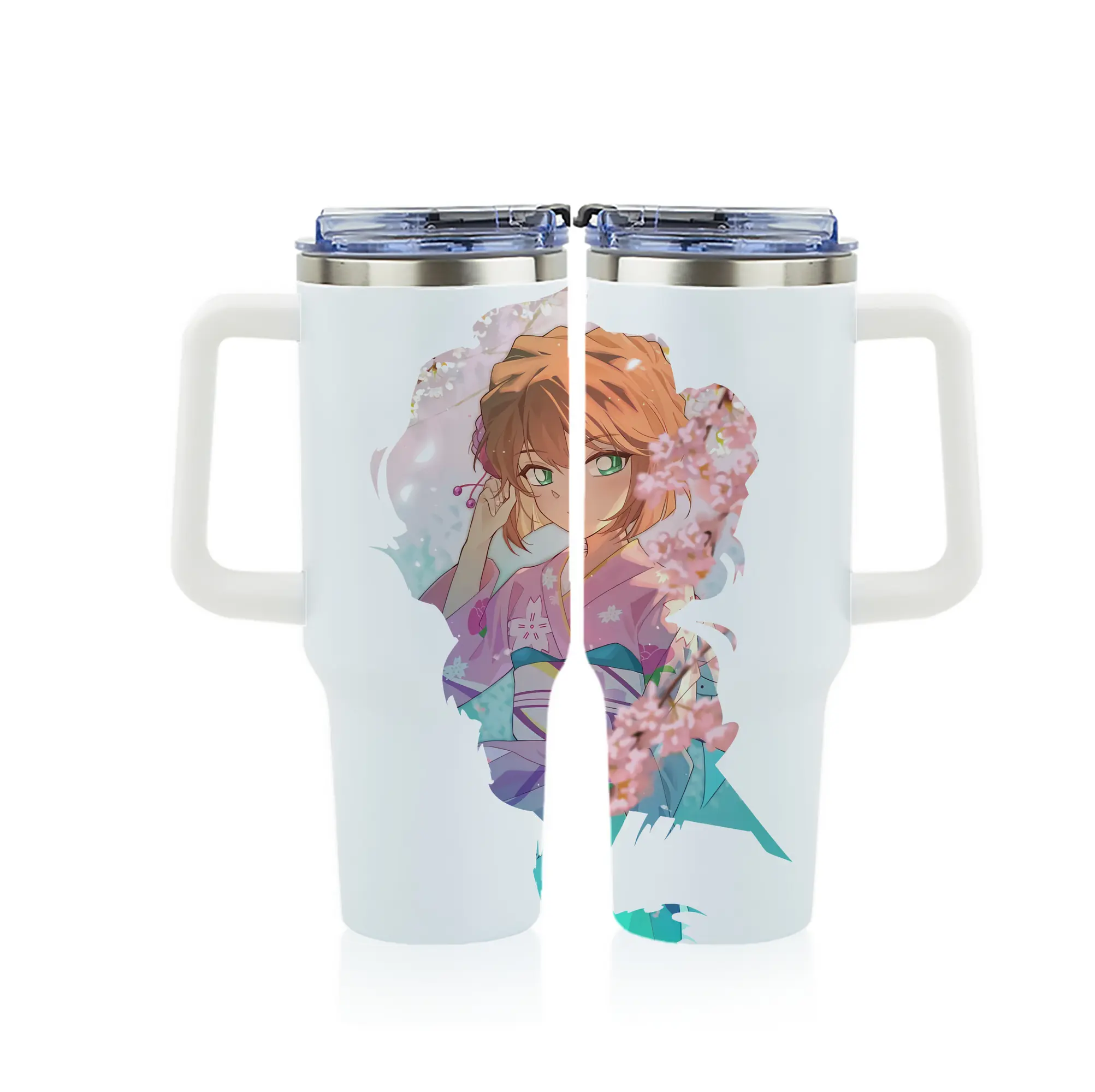 名探偵コナン グッズ 灰原 哀 - 1200mL フルプリント車用タンブラー ・ 304ステンレス 内側 ・ 201ステンレス 外側 ・ 保温 保冷 ・ 通勤 ドライブ アウトドア用