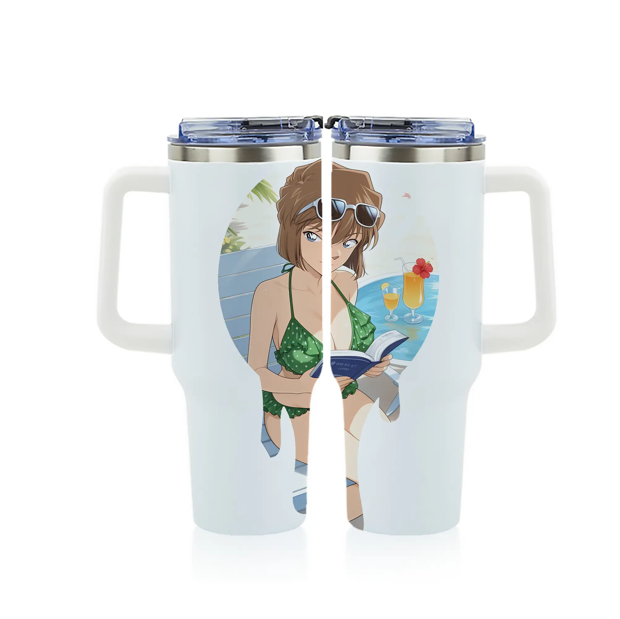 名探偵コナン グッズ 灰原 哀 - 1200mL フルプリント車用タンブラー ・ 304ステンレス 内側 ・ 201ステンレス 外側 ・ 保温 保冷 ・ 通勤 ドライブ アウトドア用