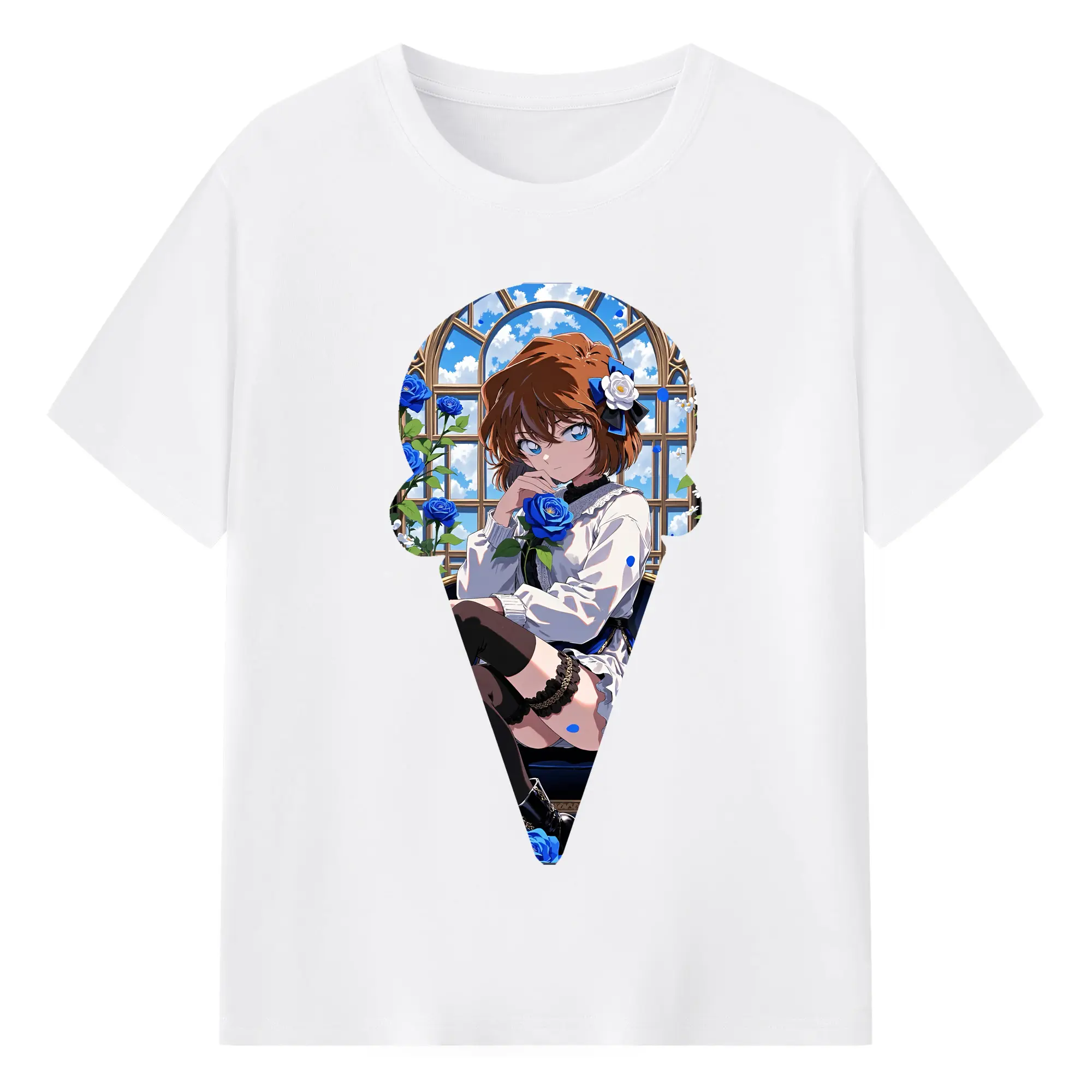 名探偵コナン グッズ 灰原 哀 - 綿100％ 半袖Tシャツ ・ フロントプリント ・ 快適 通気性 ・ 日常使い 散歩 スポーツ用