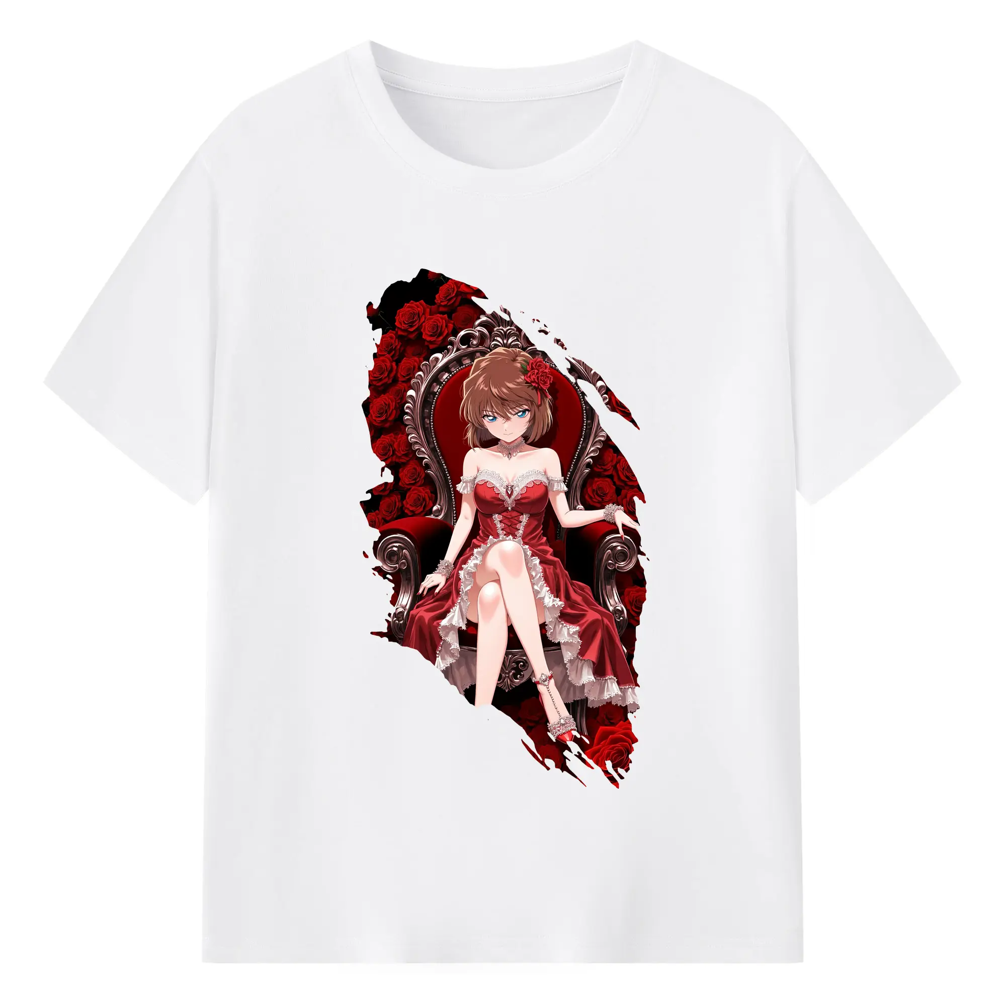 名探偵コナン グッズ 灰原 哀 - 綿100％ 半袖Tシャツ ・ フロントプリント ・ 快適 通気性 ・ 日常使い 散歩 スポーツ用